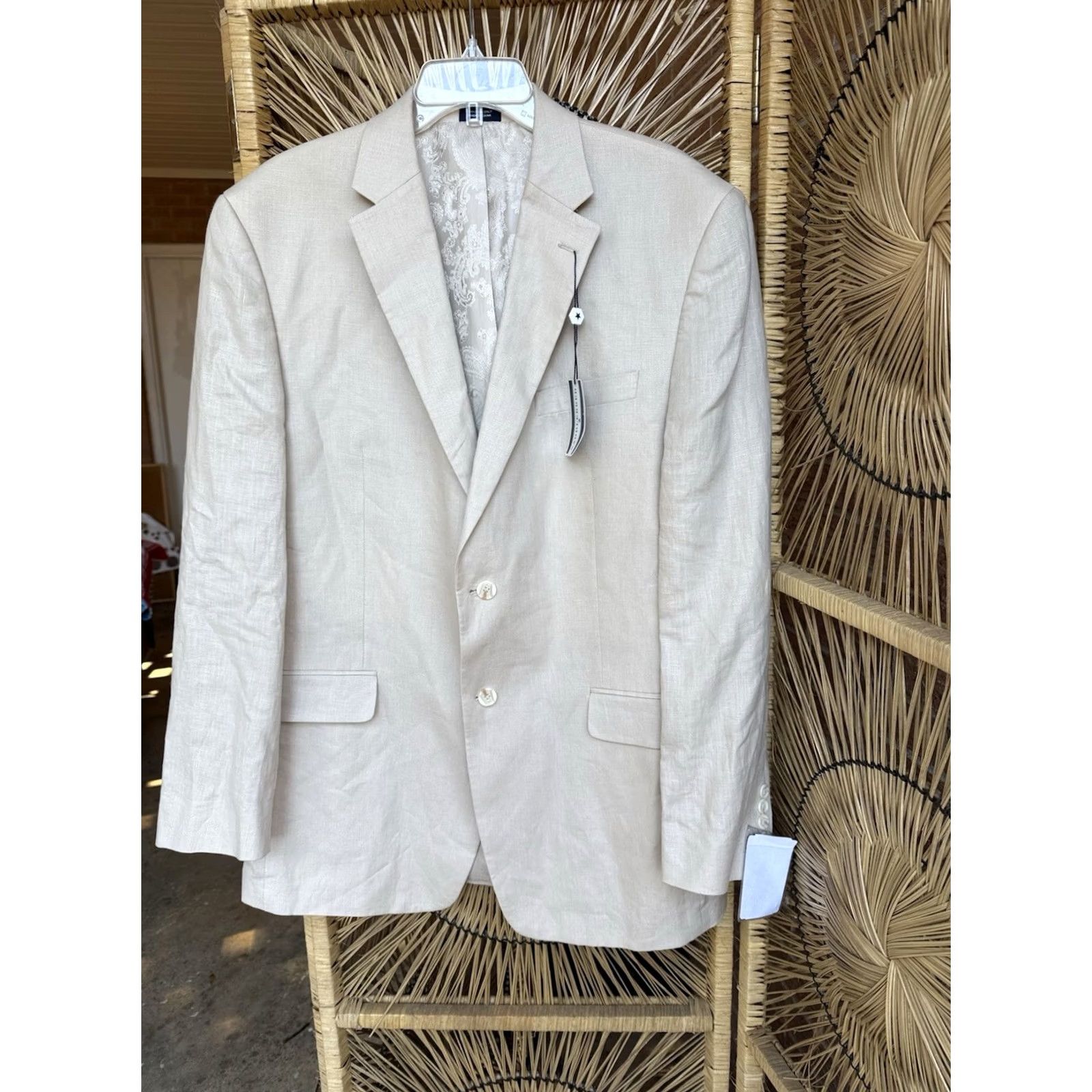 Vintage Saddlebred Blazer 100% Linen Tan 2 Piece 44 Regular New With Tags Mens Brown Jacket Style 2 Piece Vintage? Size 44R - 2 Thumbnail