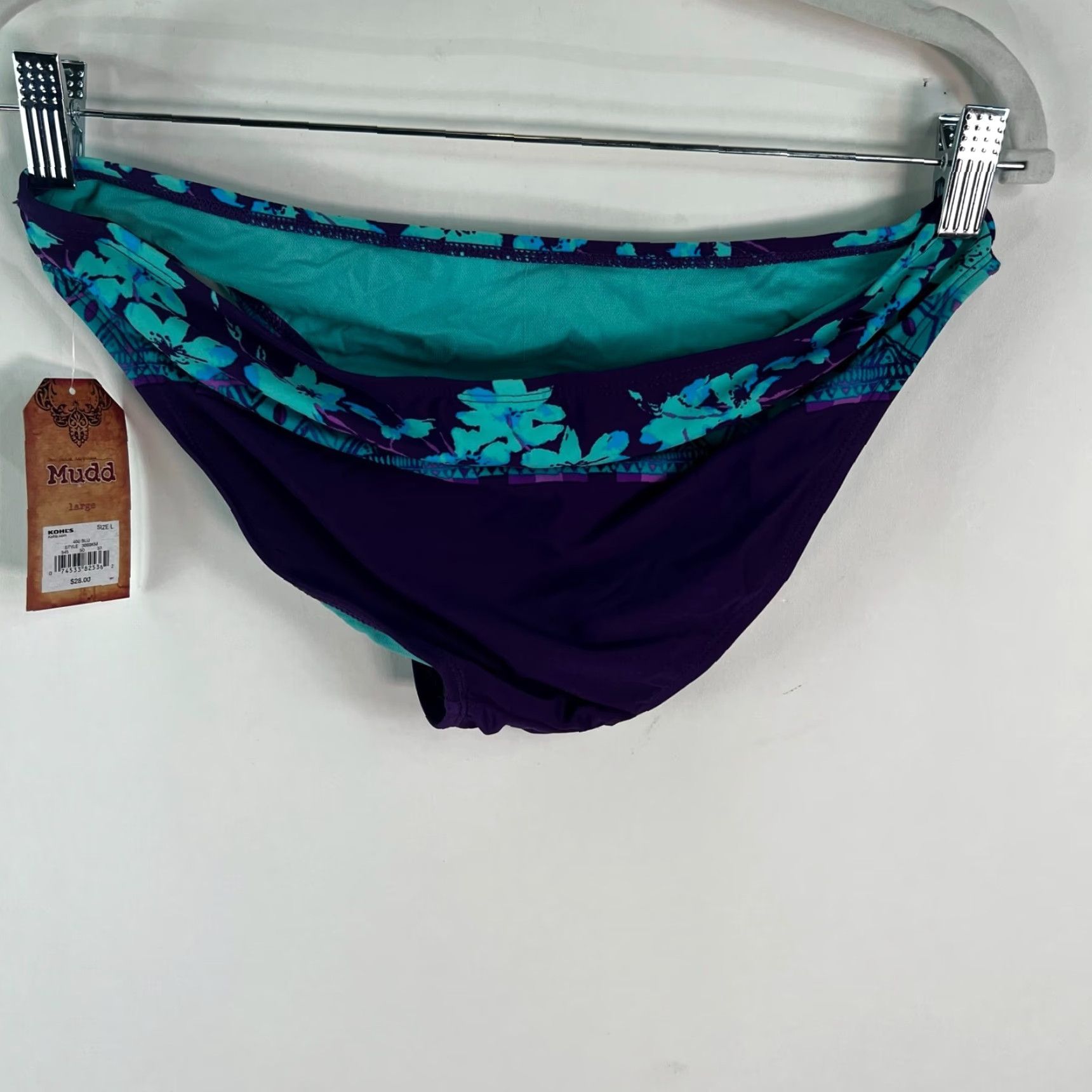 Vintage MUDD Women's Blue Hipster Bikini Bottom Swimwear Size L - Comfortable Fit, Regular Size 36" / US 14 / IT 50 - 4 Thumbnail
