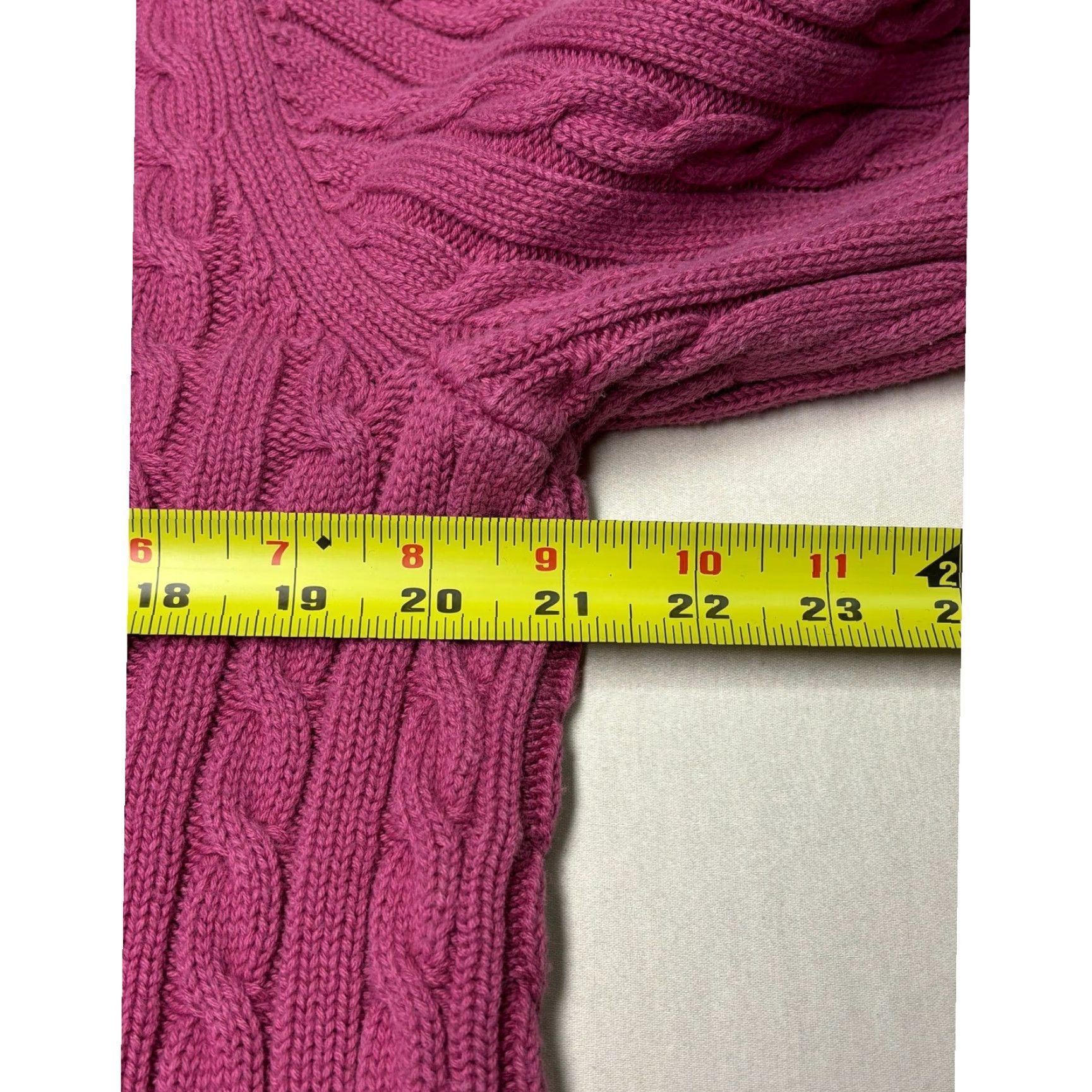 Vintage VINTAGE LLBean Cable Knit Full Zip Mock Neck Sweater Magenta Cotton Size L Size L / US 10 / IT 46 - 5 Thumbnail