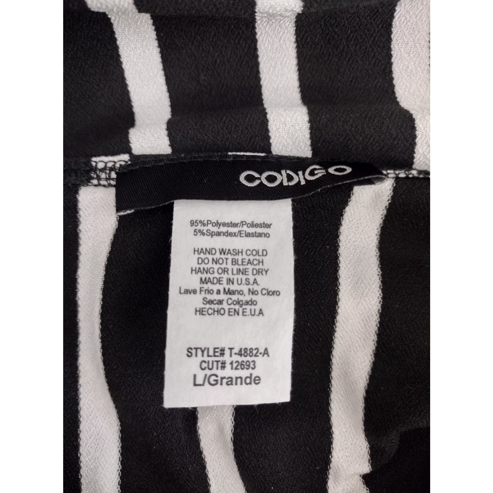 Vintage Codigo One Piece Swimsuit Women's Striped Black/White Size L Size ONE SIZE - 5 Thumbnail