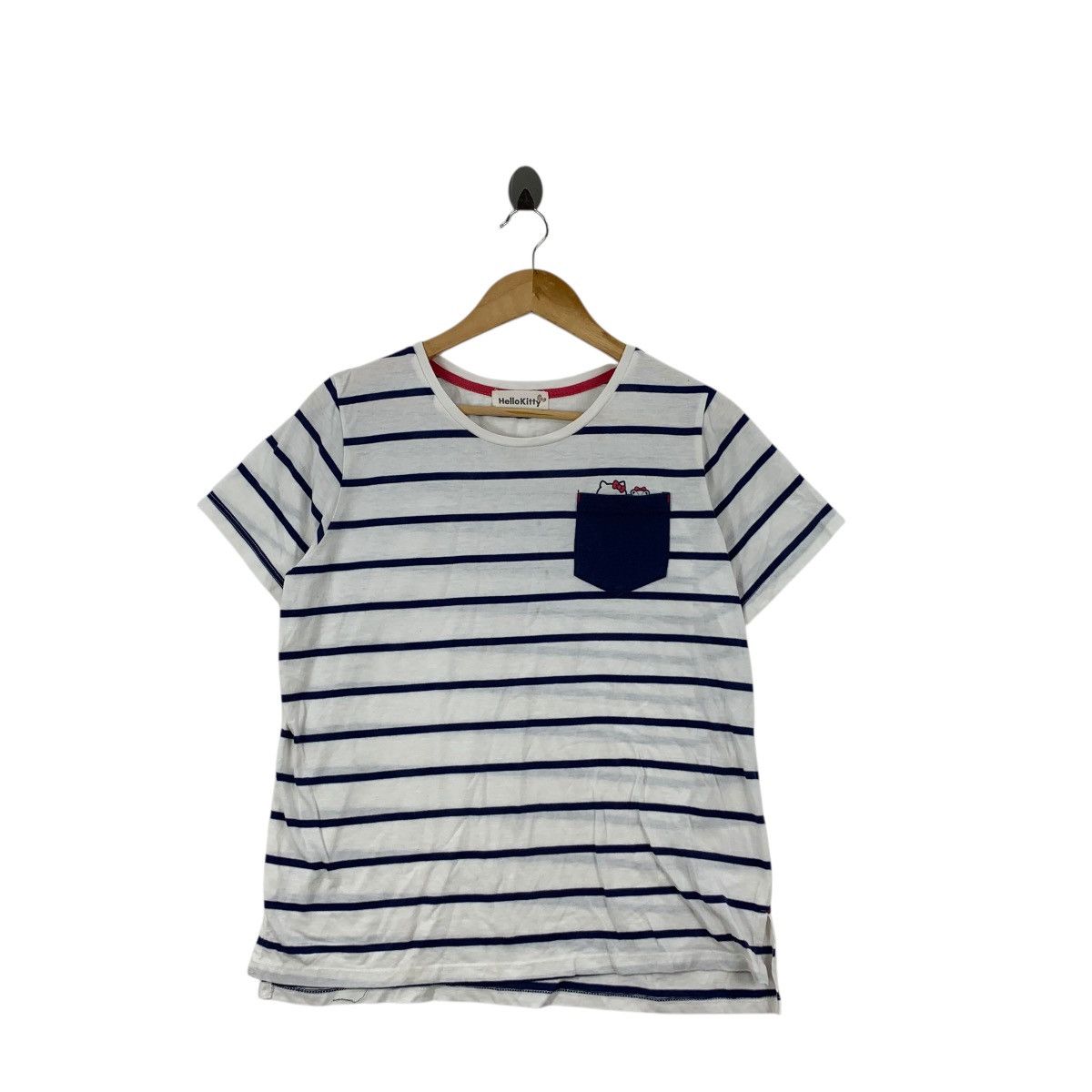 Anime HELLO KITTY SANRIO Striped Pocket Cartoon Tee Shirt Top Size S / US 4 / IT 40 - 3 Thumbnail