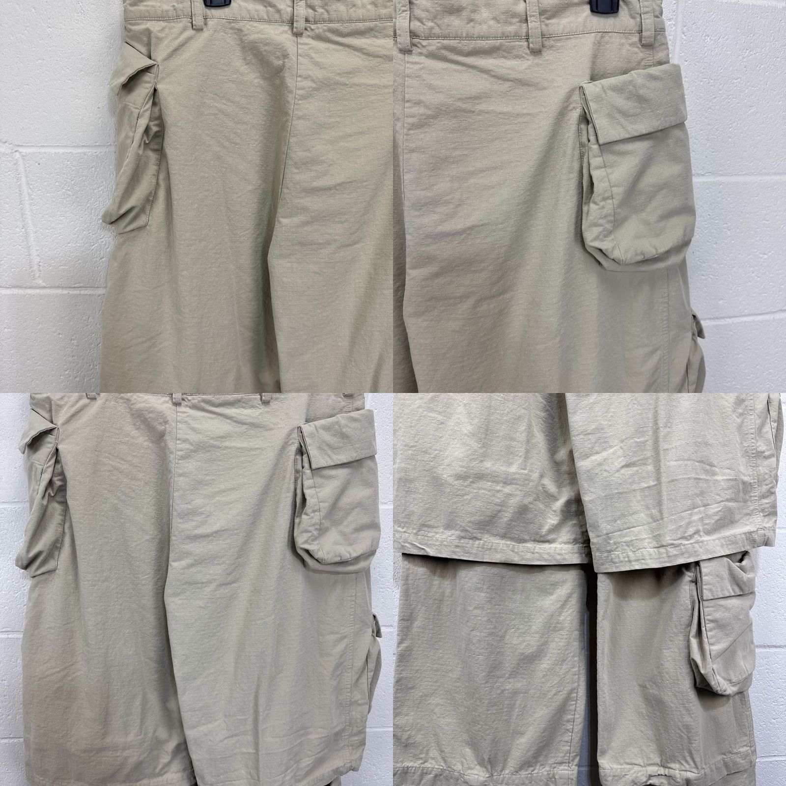 Vintage Spencer Badu Men's Khaki Cargo Chino Wide Pants L Beige Canvas 34 Pockets Relaxed Bootcut 36in Inseam Vintage No Size US 33 - 8 Thumbnail