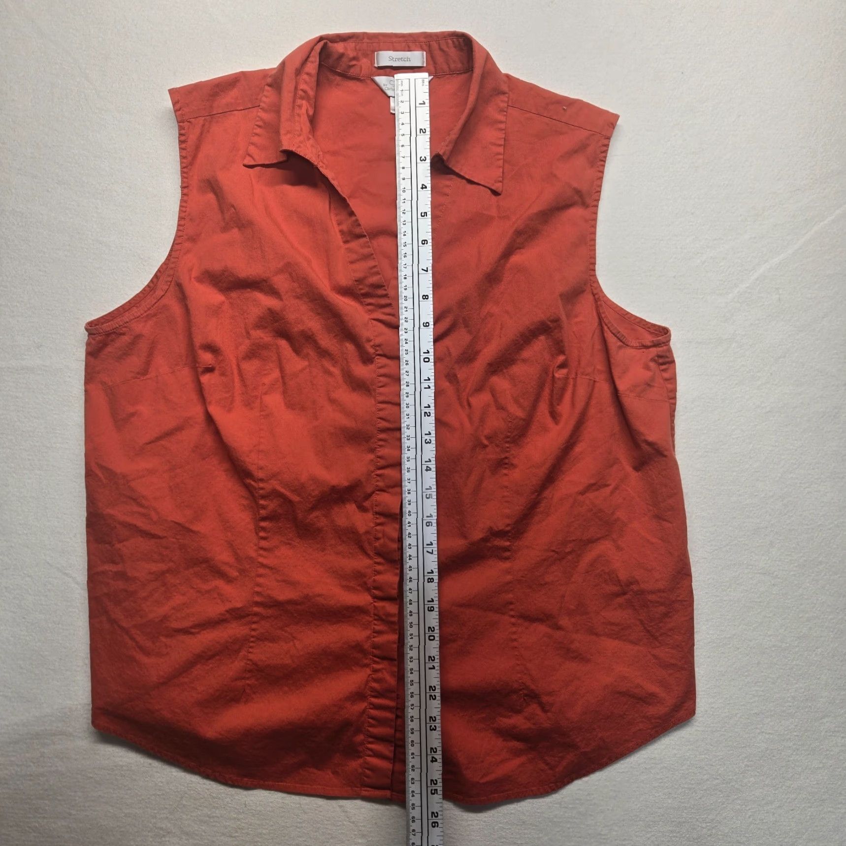 Vintage CJ Banks Solid Orange Sleeveless Button Down Collared Shirt Adult Women's 1x Size XL / US 12-14 / IT 48-50 - 6 Thumbnail