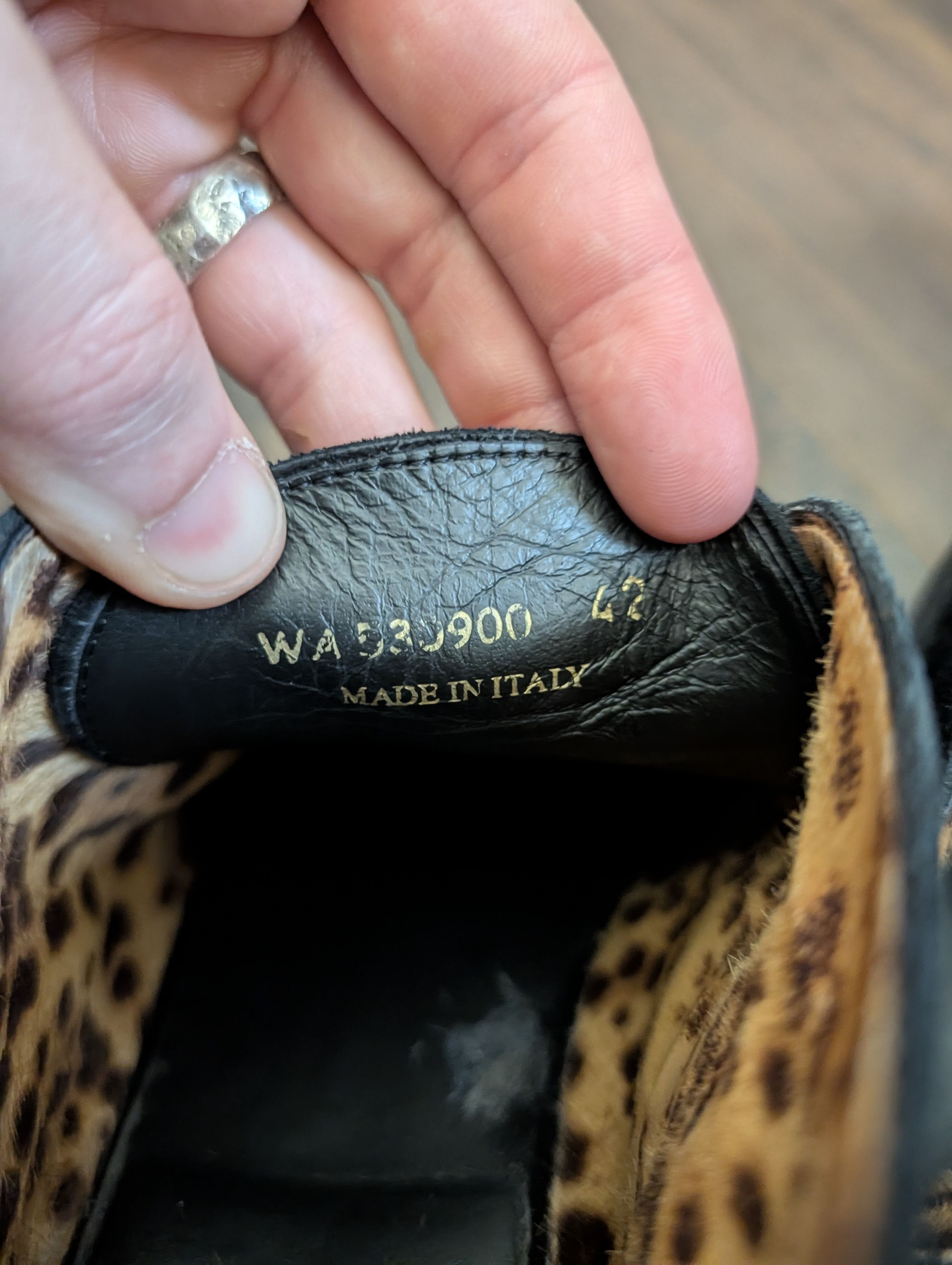 Saint Laurent Paris HEDI Black Suede Leopard Pony Hair Lined Chukka Boots Size US 9 / EU 42 - 12 Thumbnail