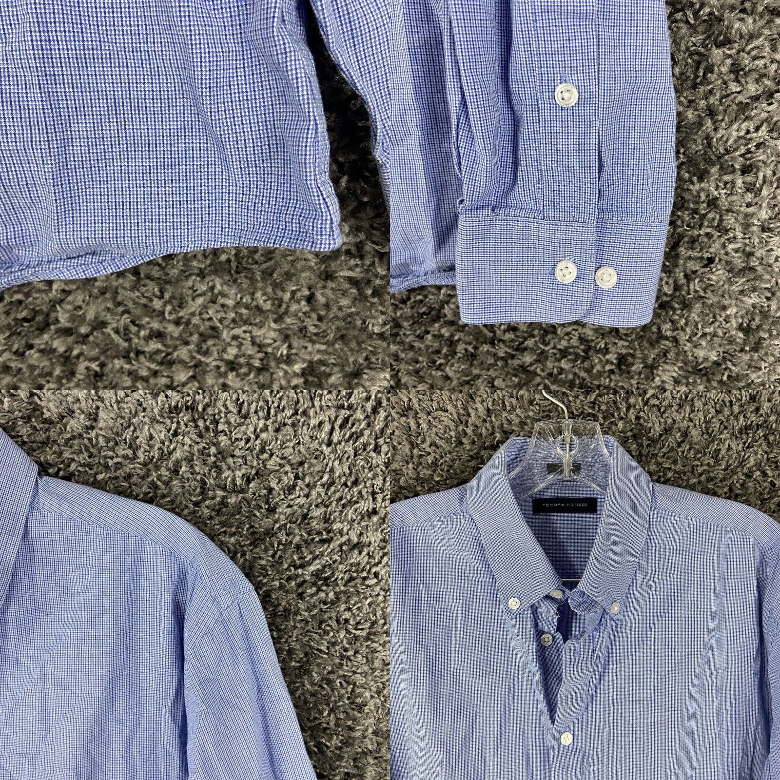 Tommy Hilfiger Tommy Hilfiger Mens Long Sleeve Shirt Blue Plaid Large XL Size US L / EU 52-54 / 3 - 2 Thumbnail
