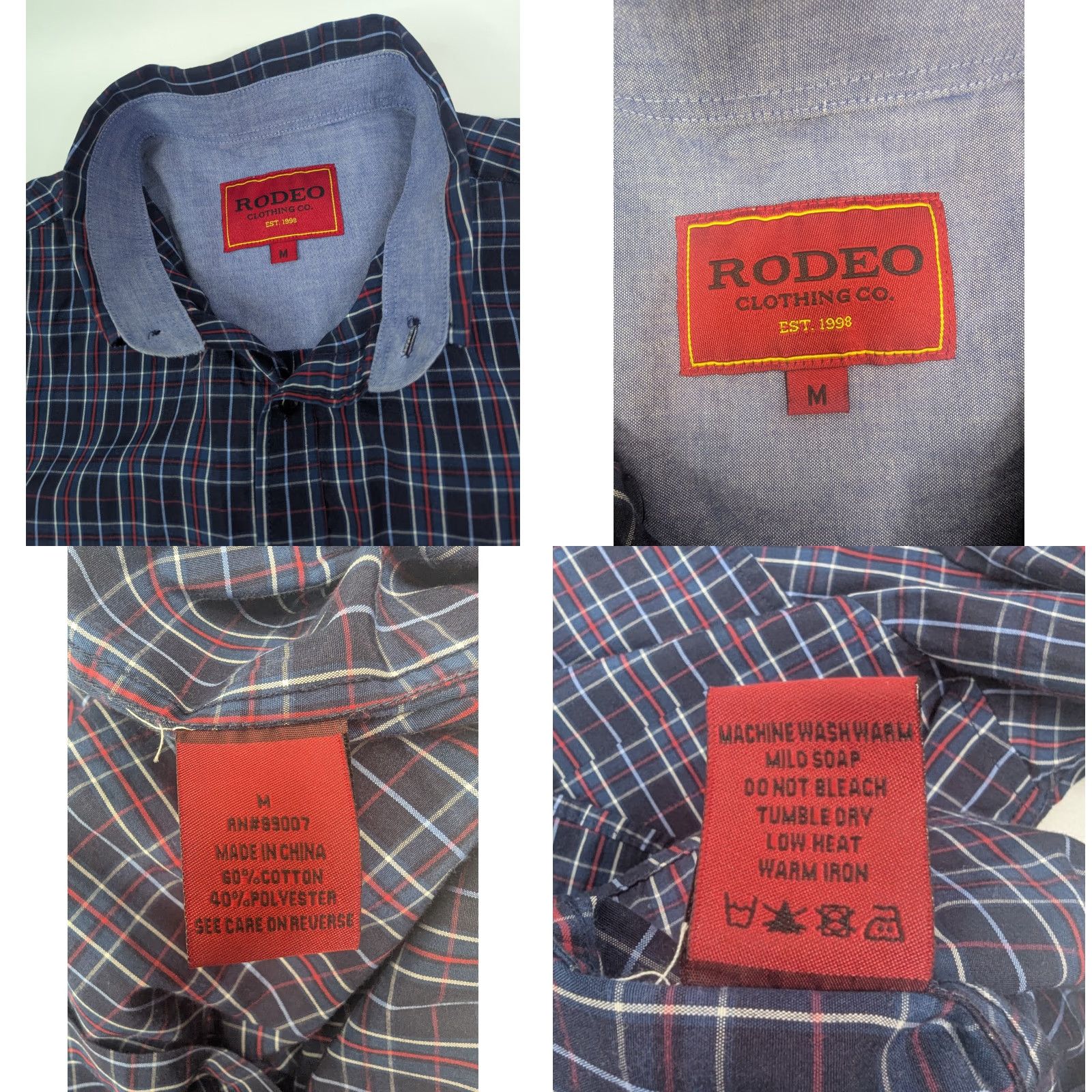 Vintage Rodeo Clothing Co. Men's Blue Plaid Long Sleeve Shirt Button Down Size Medium Size US M / EU 48-50 / 2 - 8 Thumbnail
