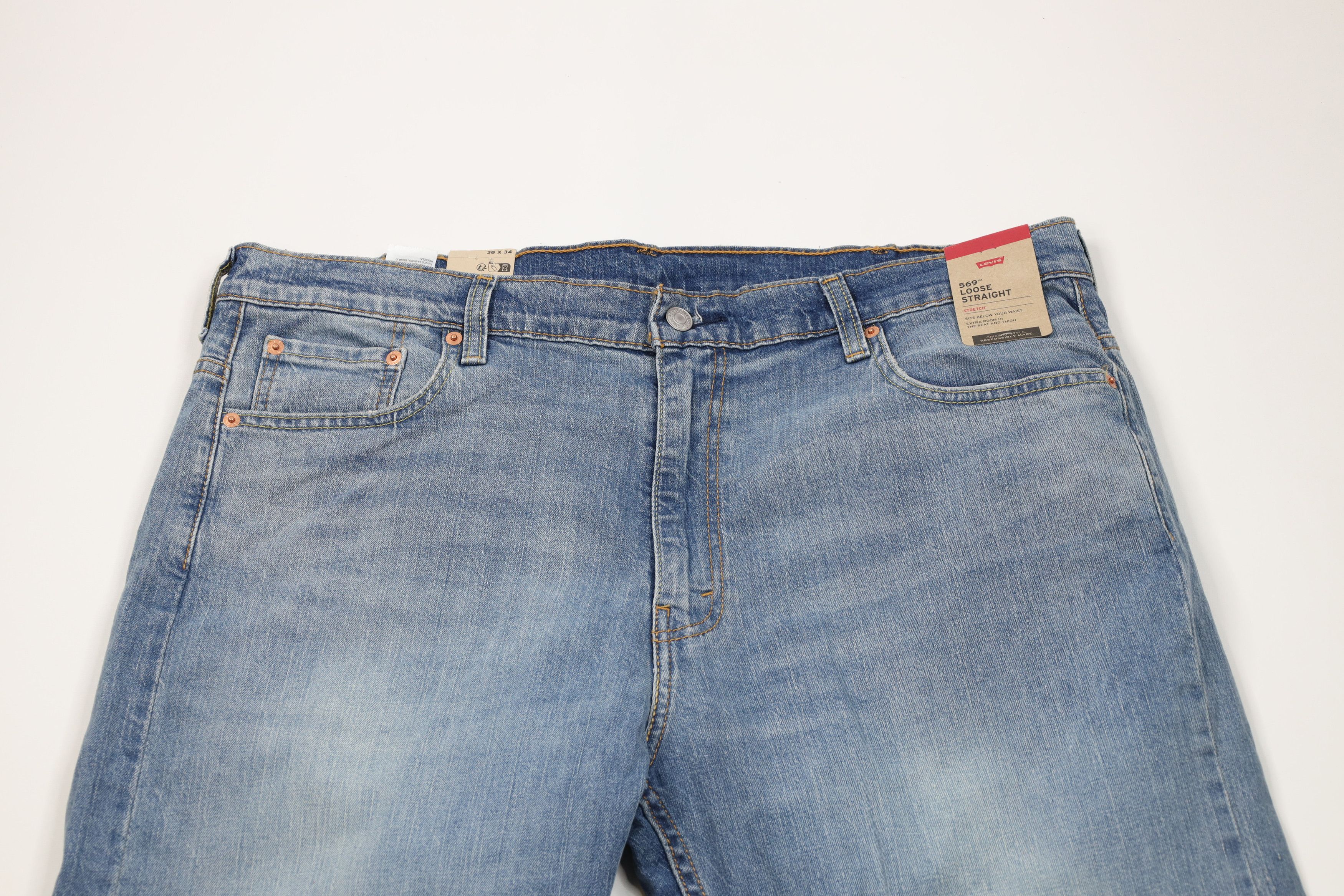 Levi's × Vintage Deadstock Vintage Y2K Levis 569 Straight Wide Leg Jeans Blue Size US 38 / EU 54 - 2 Thumbnail