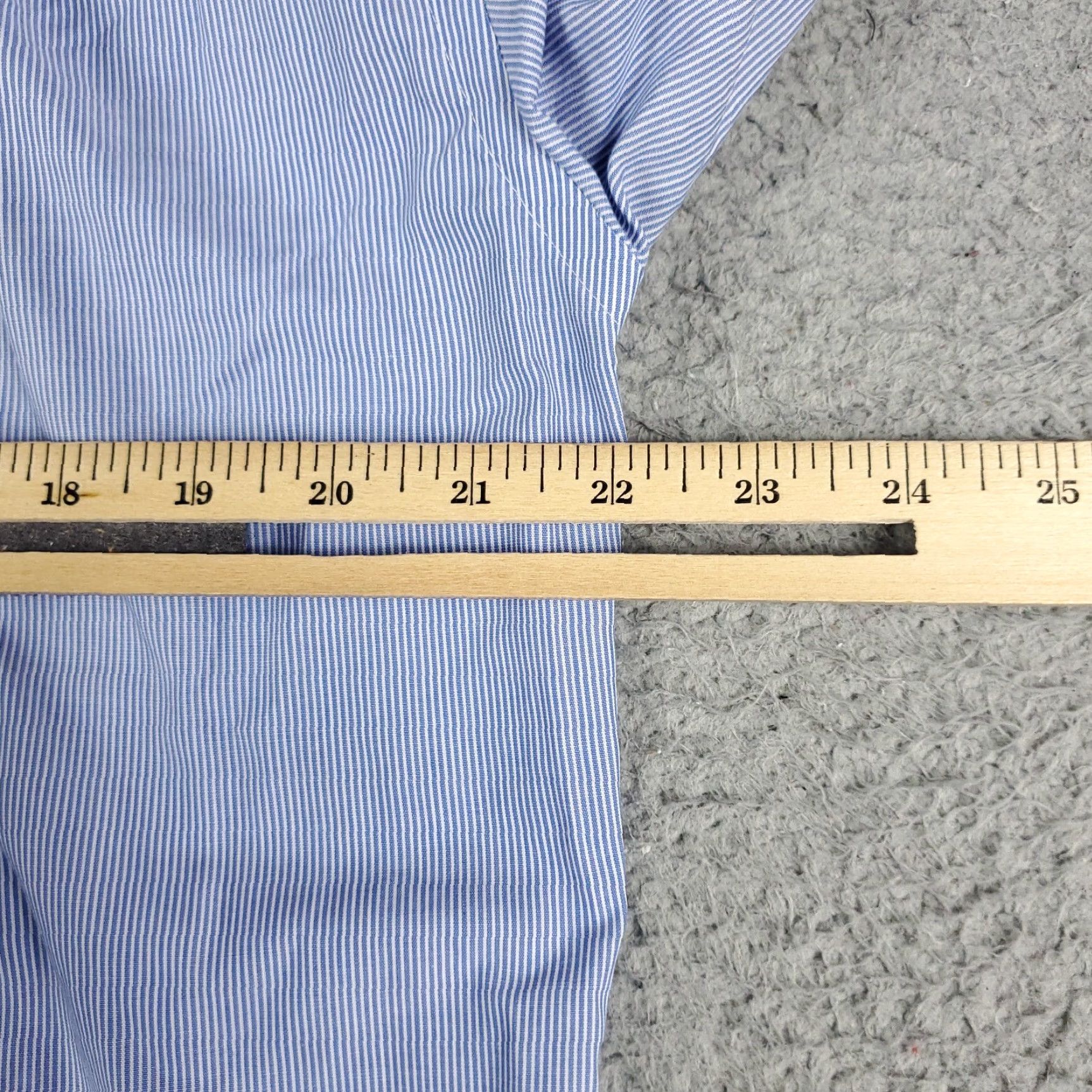 Tommy Hilfiger Tommy Hilfiger Blue Striped Dress Shirt Mens 15.5 Long Sleeve Button Up Regular Fit Size 40R - 7 Thumbnail