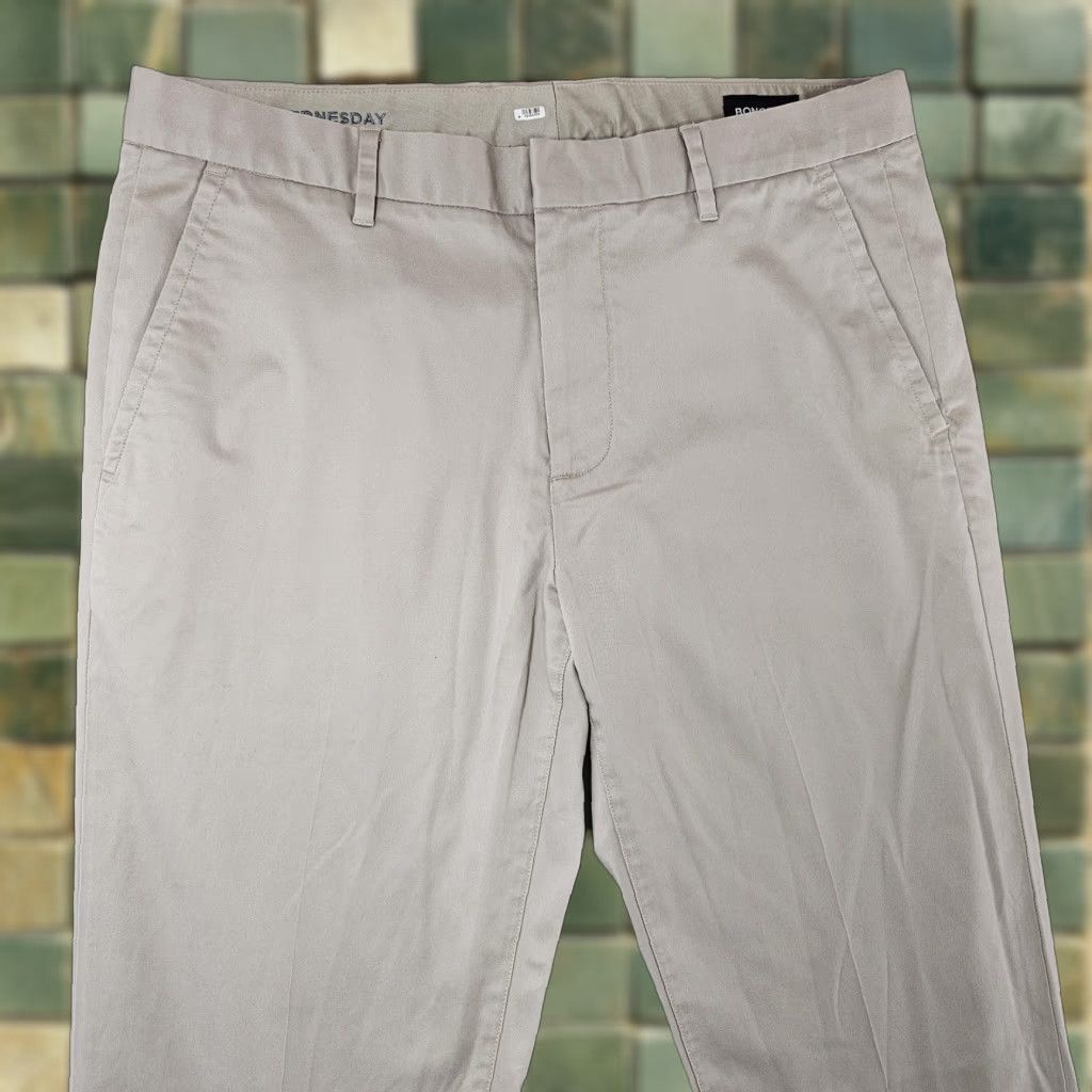 Bonobos Bonobos Pants Mens 33x34 Chino Slim Fit Beige Casual Business Flat Front Stretch Size US 33 - 1 Thumbnail
