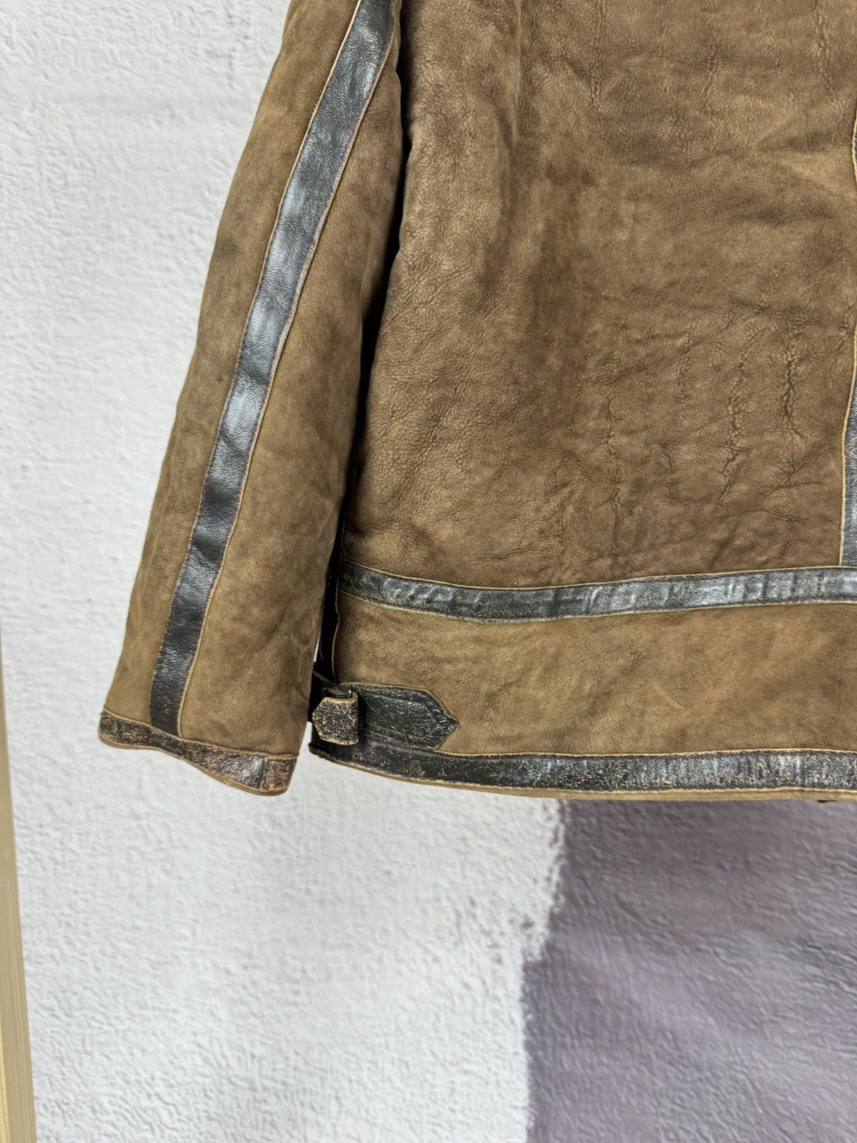 Vintage 90s y2k type b-3 leather shearling brown jacket