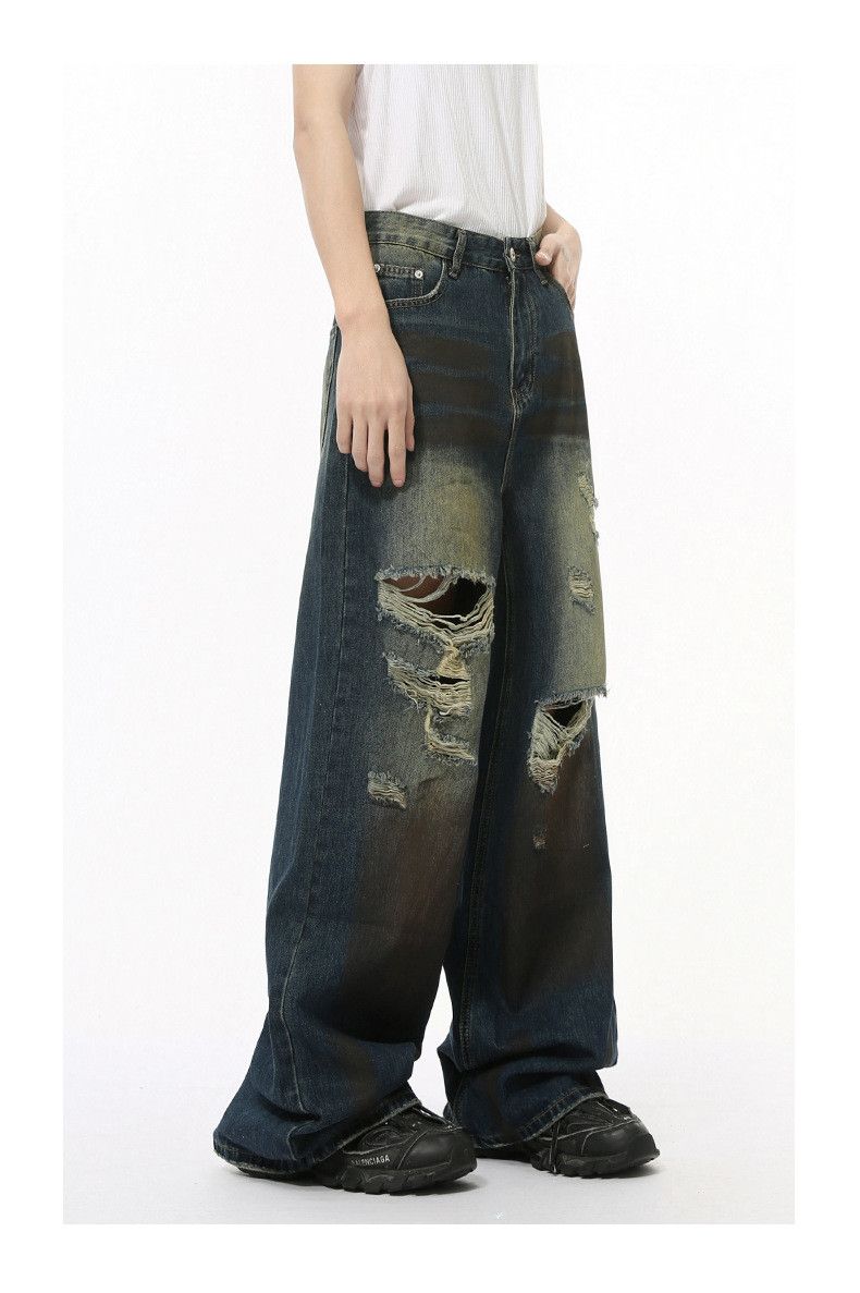 Japanese Brand × Jean American high street distressed straight-leg ripped jeans Size US 32 / EU 48 - 5 Thumbnail