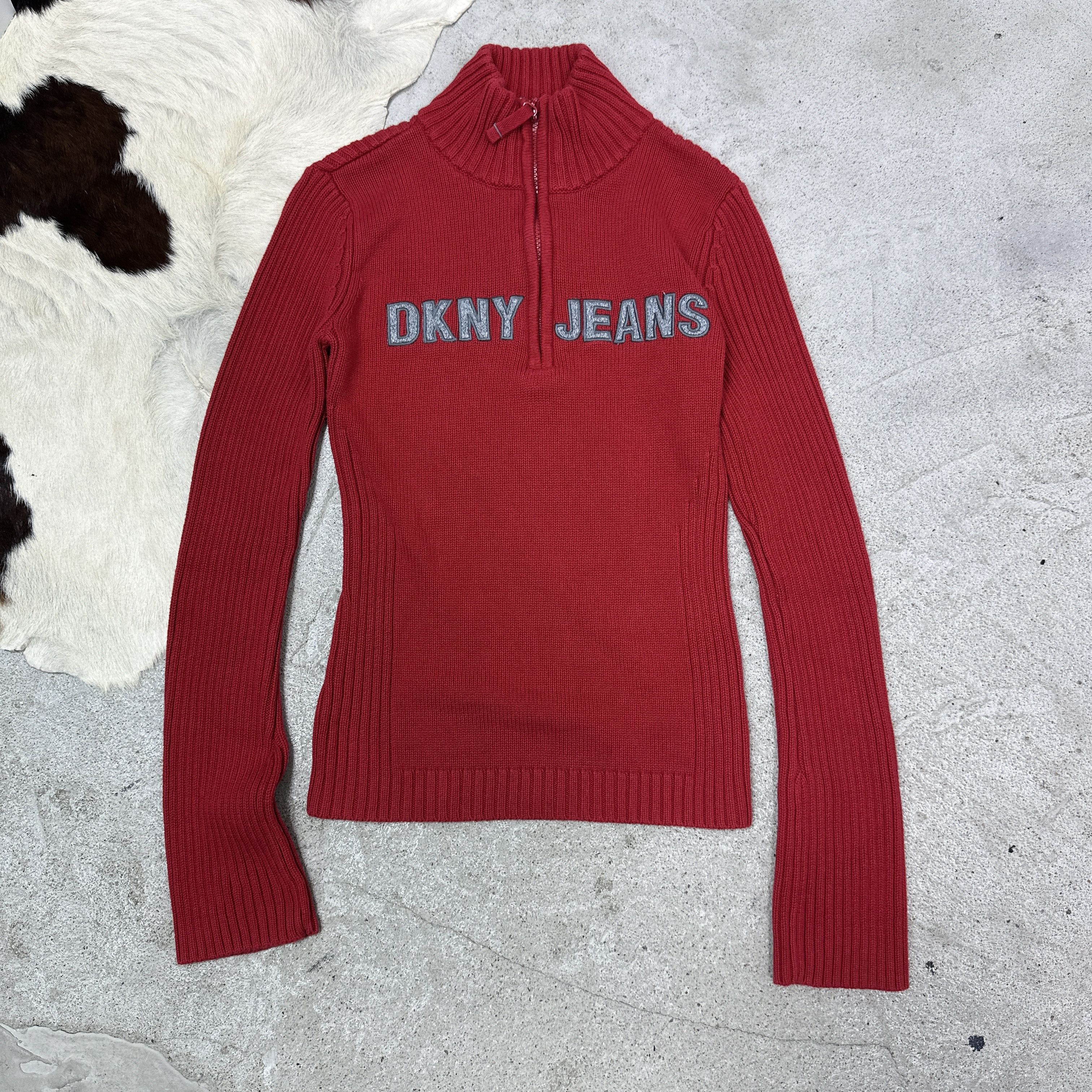 DKNY Vintage Casual Streetwear Ribbed 3/4 Zip Sweater Y2K Size US S / EU 44-46 / 1 - 2 Thumbnail