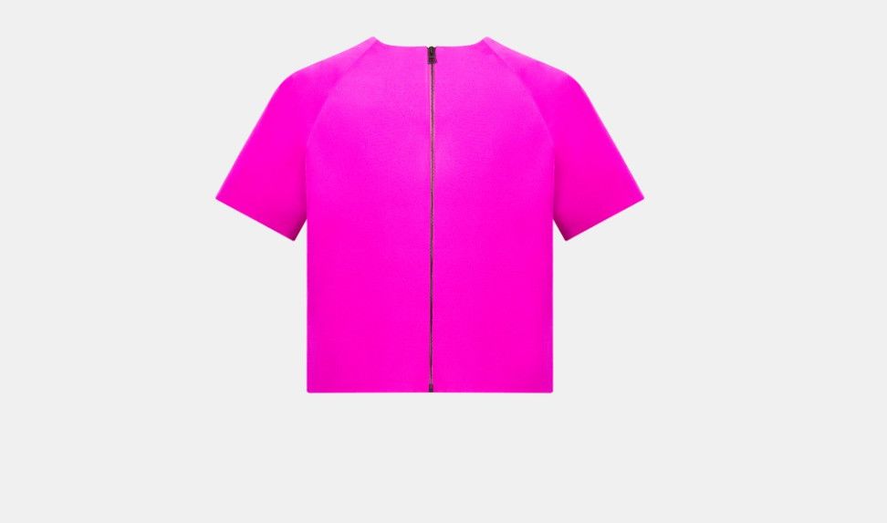 Dior o1w1db10824 Wool & Silk Short-Sleeved Top in Fuchsia Size XS / US 0-2 / IT 36-38 - 2 Thumbnail