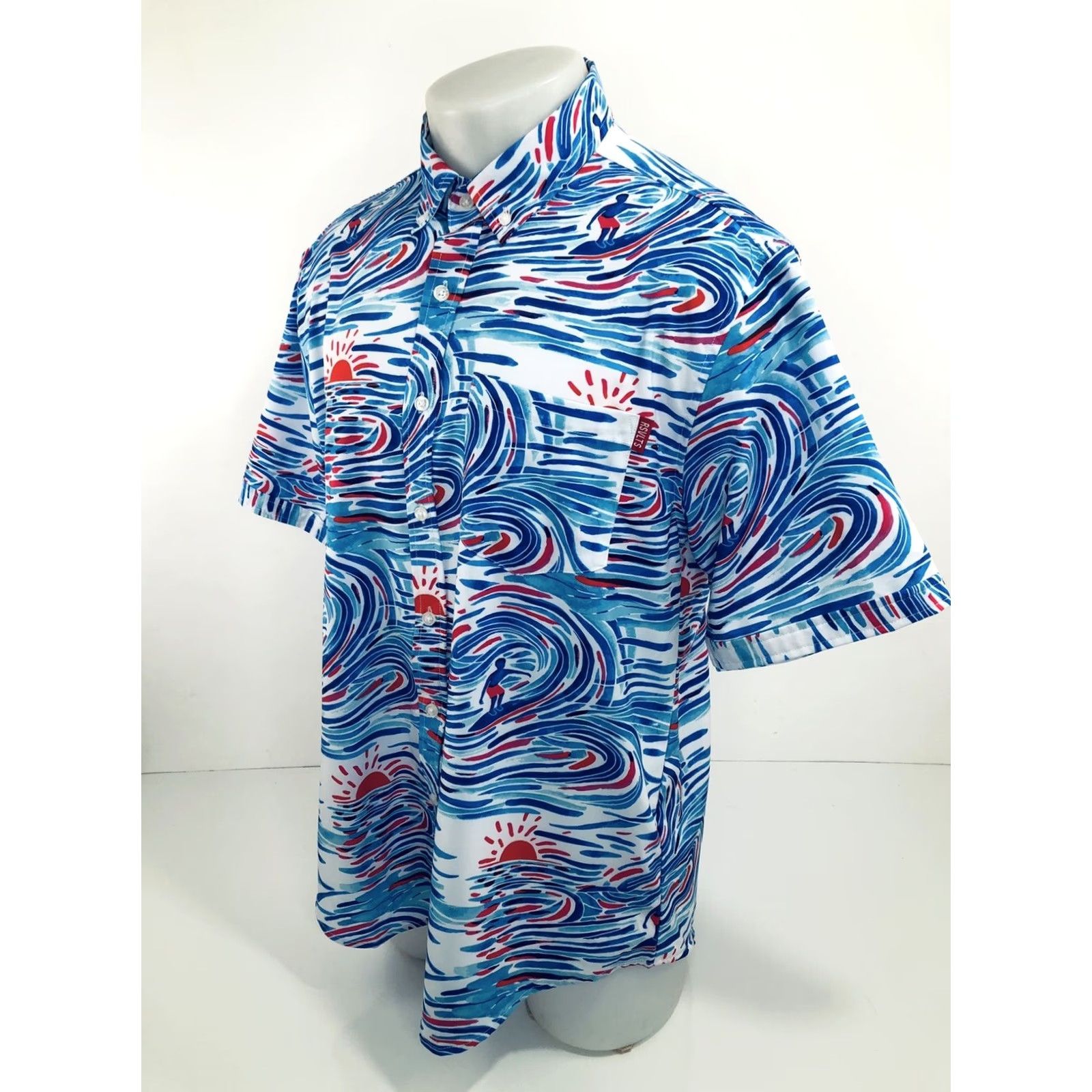 ALOHAS RSVLTS Roosevelts - SURFING WAVES / OCEAN Hawaiian Aloha Lg. Shirt - EXCELLENT Shirt Mens L Multicolor 90s Hawaiian B14 Size US L / EU 52-54 / 3 - 4 Thumbnail