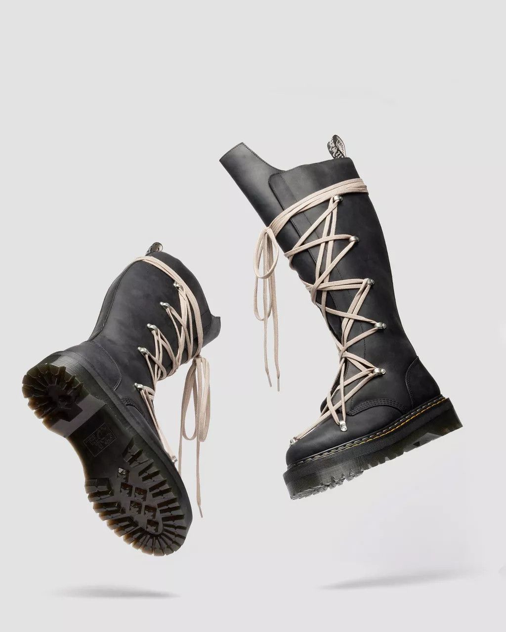 Dr. Martens × Rick Owens Pentalace Leather Platform Boots Size US 14 / EU 47 - 13 Thumbnail