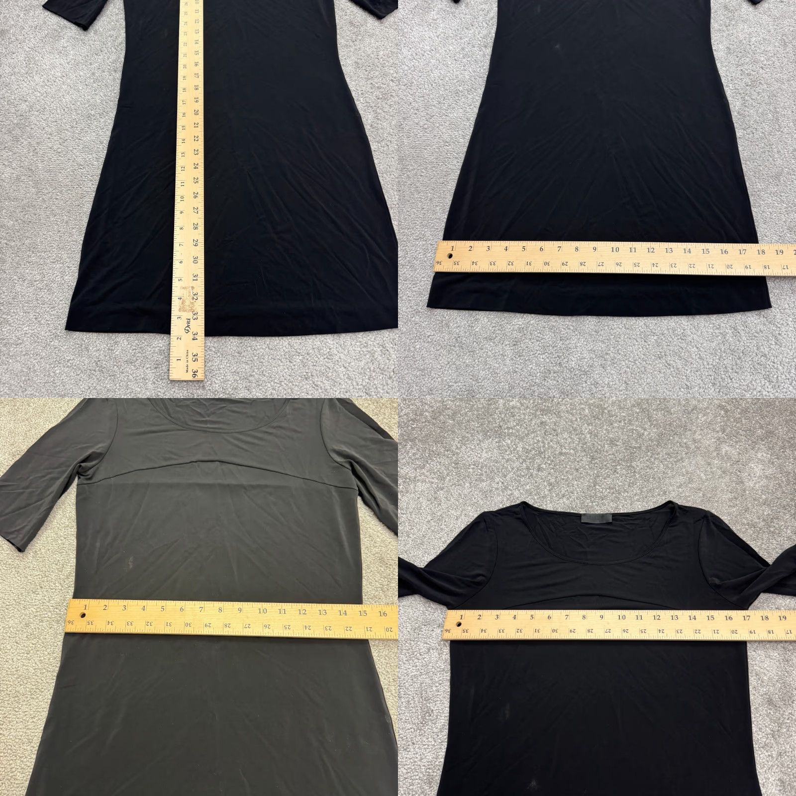 Vintage Kathleen Madden Midi Shift Dress Womens Small Black Short Sleeve Round Neck Work Size 28" / US 6 / IT 42 - 8 Thumbnail