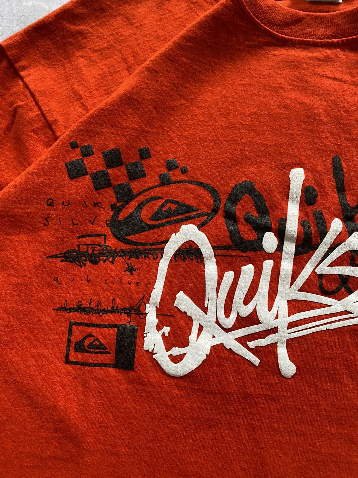 Quicksilver × Quiksilver × Vintage Rare 90s Quiksilver Big Logo Surf Style Y2K Orange T shirt Size US XL / EU 56 / 4 - 7 Thumbnail