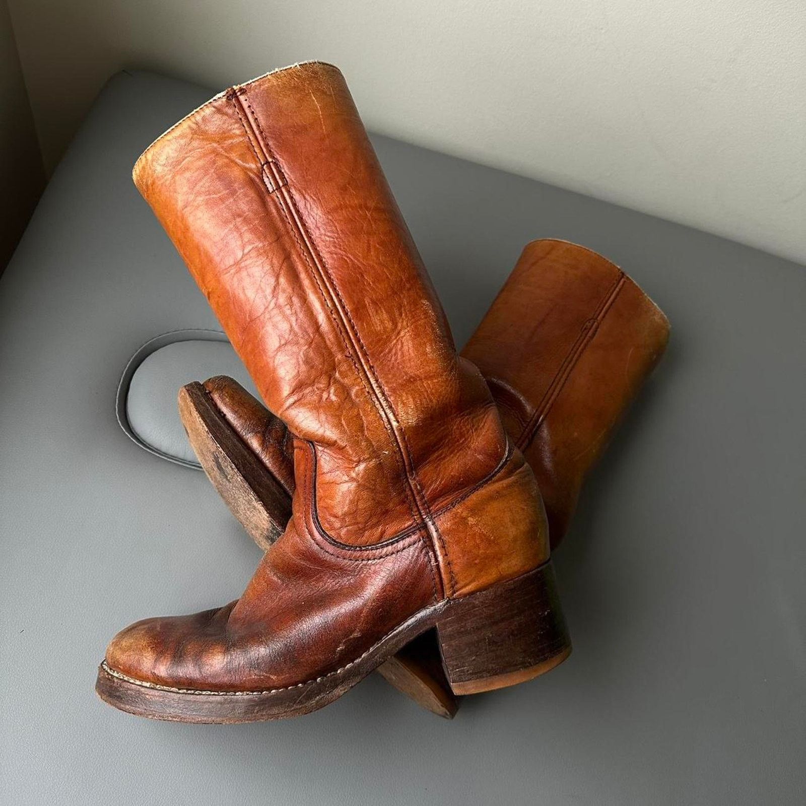 Frye × Vintage Vintage 60s 70s Frye Brown Mahogany Leather Campus Heel Boot Size US 9.5 / EU 42-43 - 7 Thumbnail