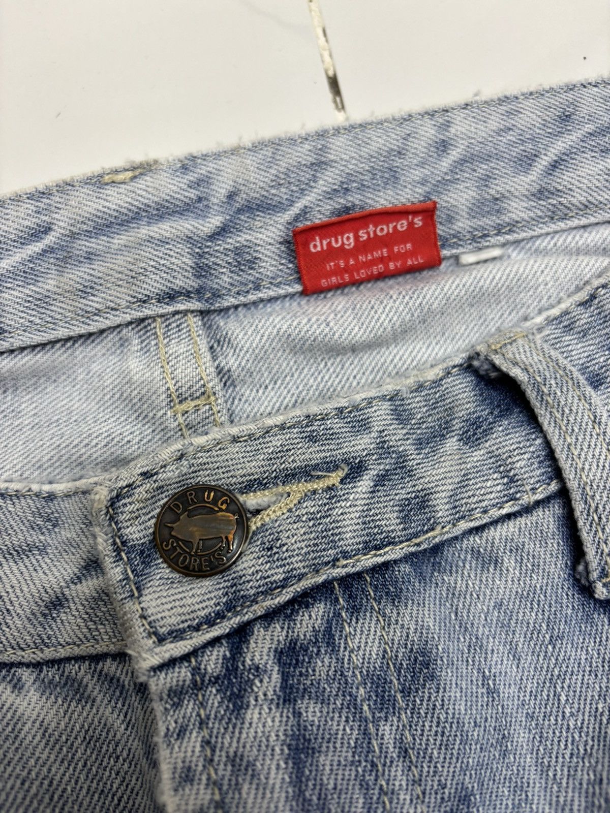 Hysteric Glamour 🔥BAGGY JEANS DISTRESSED DENIM DRUG STORE’S PATCHWORK JEANS Size US 33 - 9 Thumbnail
