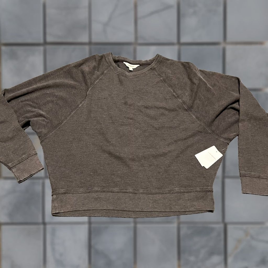 Lucky Brand Lucky Brand Shirt Womens Large Raglan Waffle Long Sleeve Gray Crop L Womens Size L / US 10 / IT 46 - 1 Thumbnail