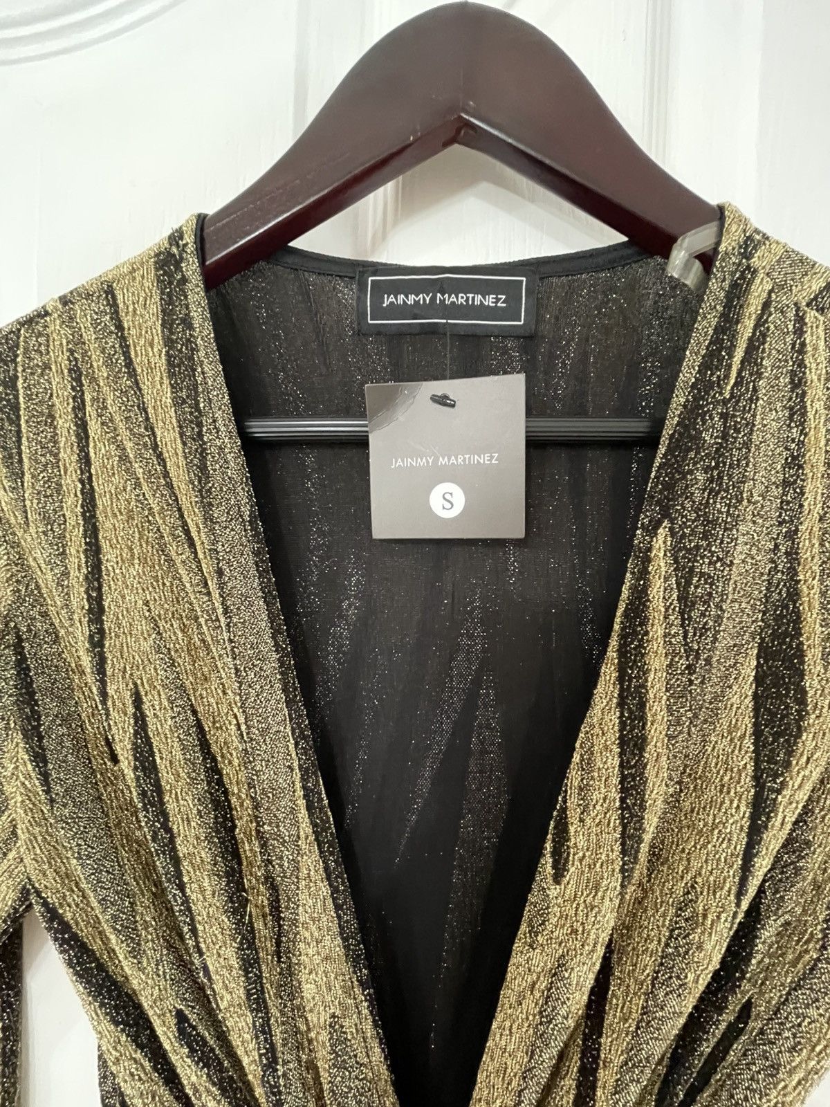 Other Gold & Black V- Neck Bodycon Dress For Night Out Size S / US 4 / IT 40 - 5 Thumbnail