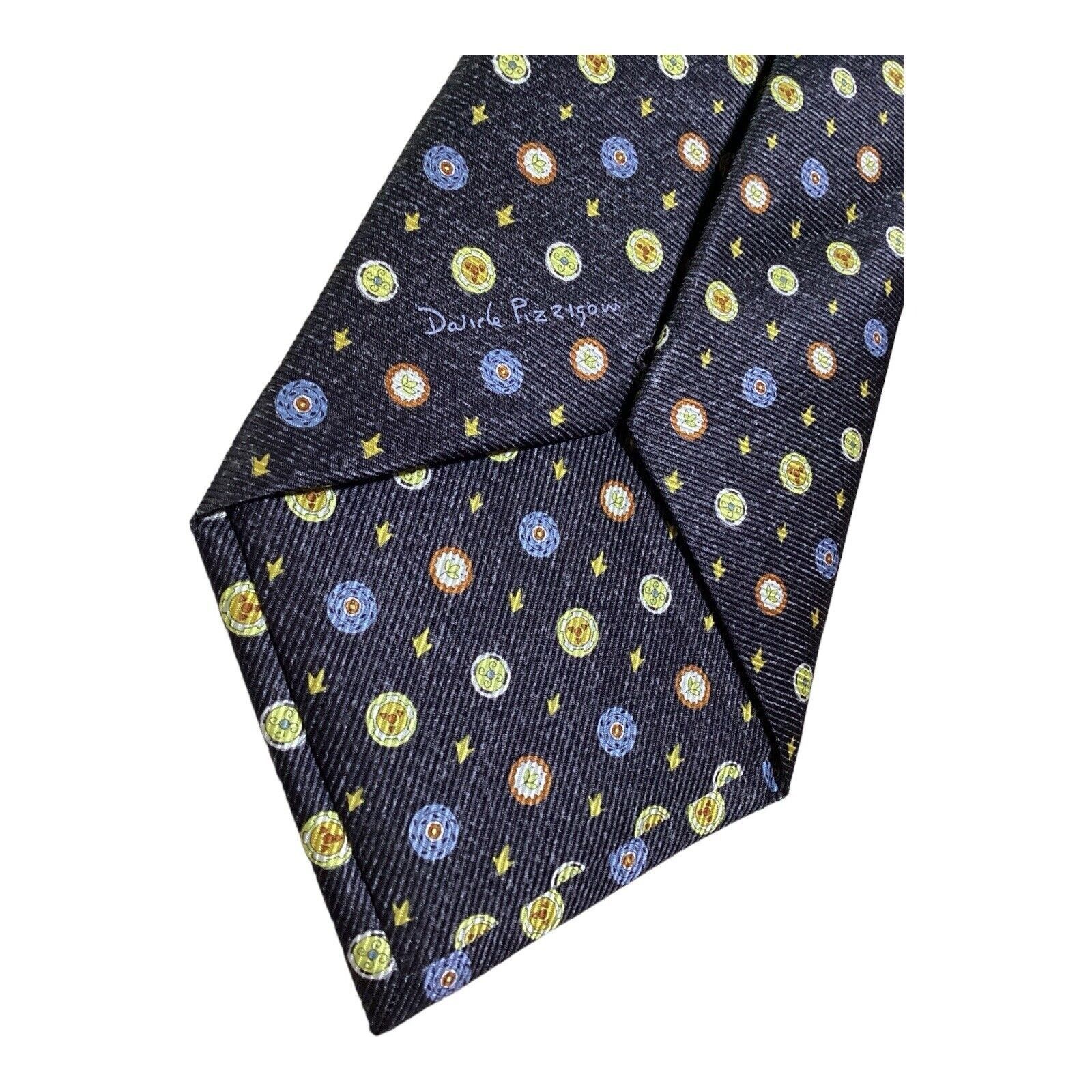 Bvlgari BVLGARI 7Fold Navy Beyblade Print Silk Tie Italy W: 4" NWOT Size ONE SIZE - 4 Thumbnail