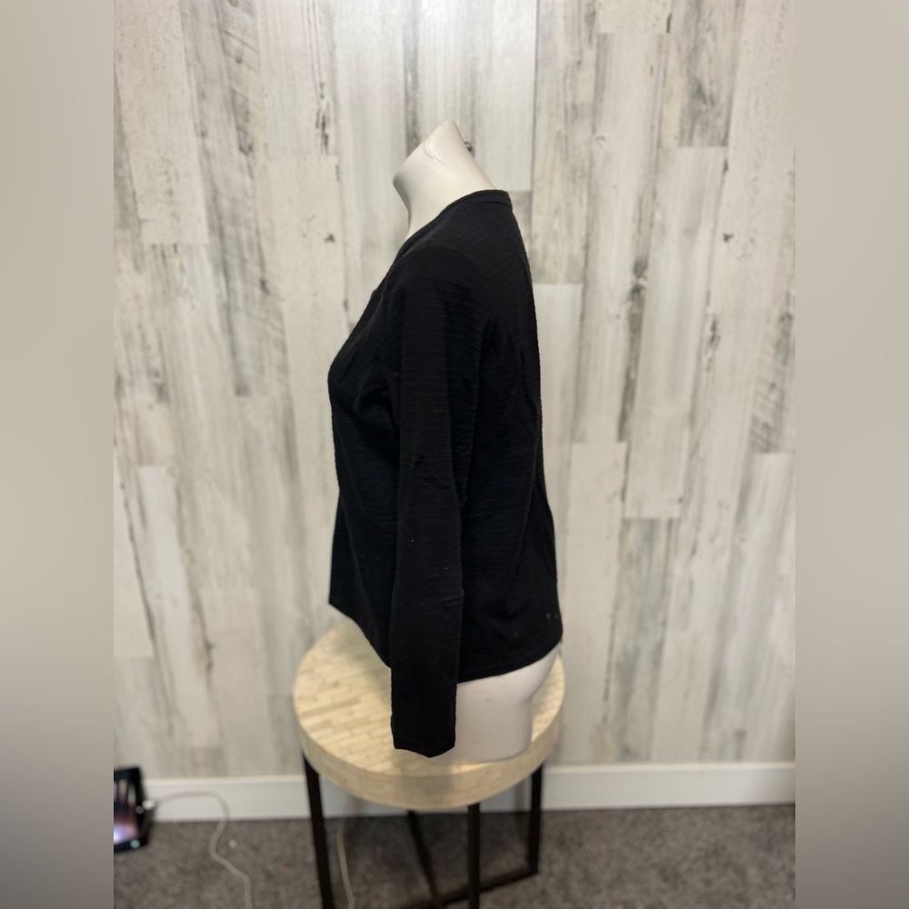 Other Black Textured V-Neck Long Sleeve Top Women’s Medium Casual Size M / US 6-8 / IT 42-44 - 3 Thumbnail