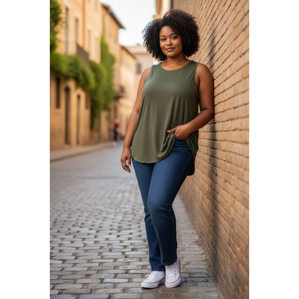 The Unbranded Brand Azules Women’s Army Green Tank Top 3X Size 3XL / US 20-22 - 2 Thumbnail