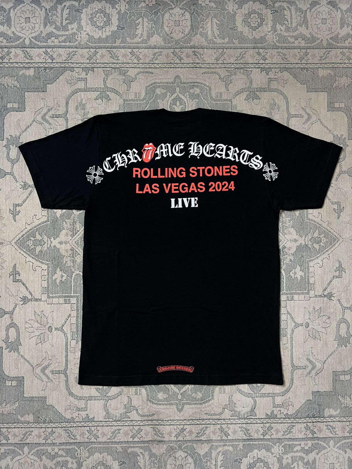 Chrome Hearts Chrome Hearts x Rolling Stones scroll Logo Tee Chrome Hearts Chrome Hearts x Rolling Stones scroll Logo Tee