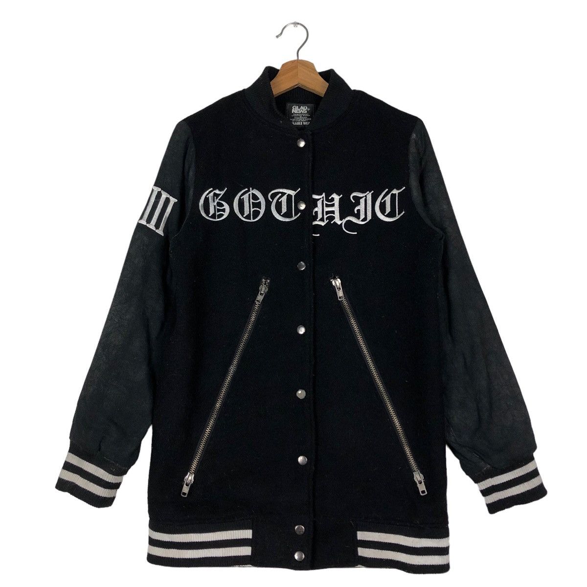 Japanese Brand 🔥Vtg Varsity Jacket Bomber Glad News Skeleton Big Logo Size US M / EU 48-50 / 2 - 2 Thumbnail
