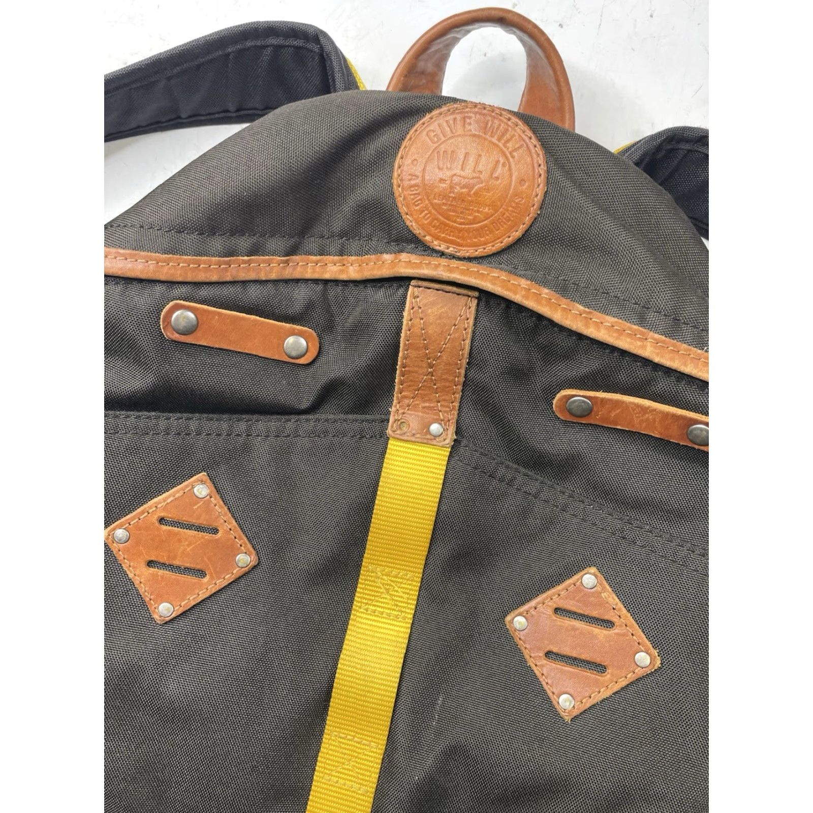 Vintage Will Leather Goods Canvas Campus Backpack BLACK Bag Leather 600-Denier Polyester Large Unisex Adult Size ONE SIZE - 5 Thumbnail