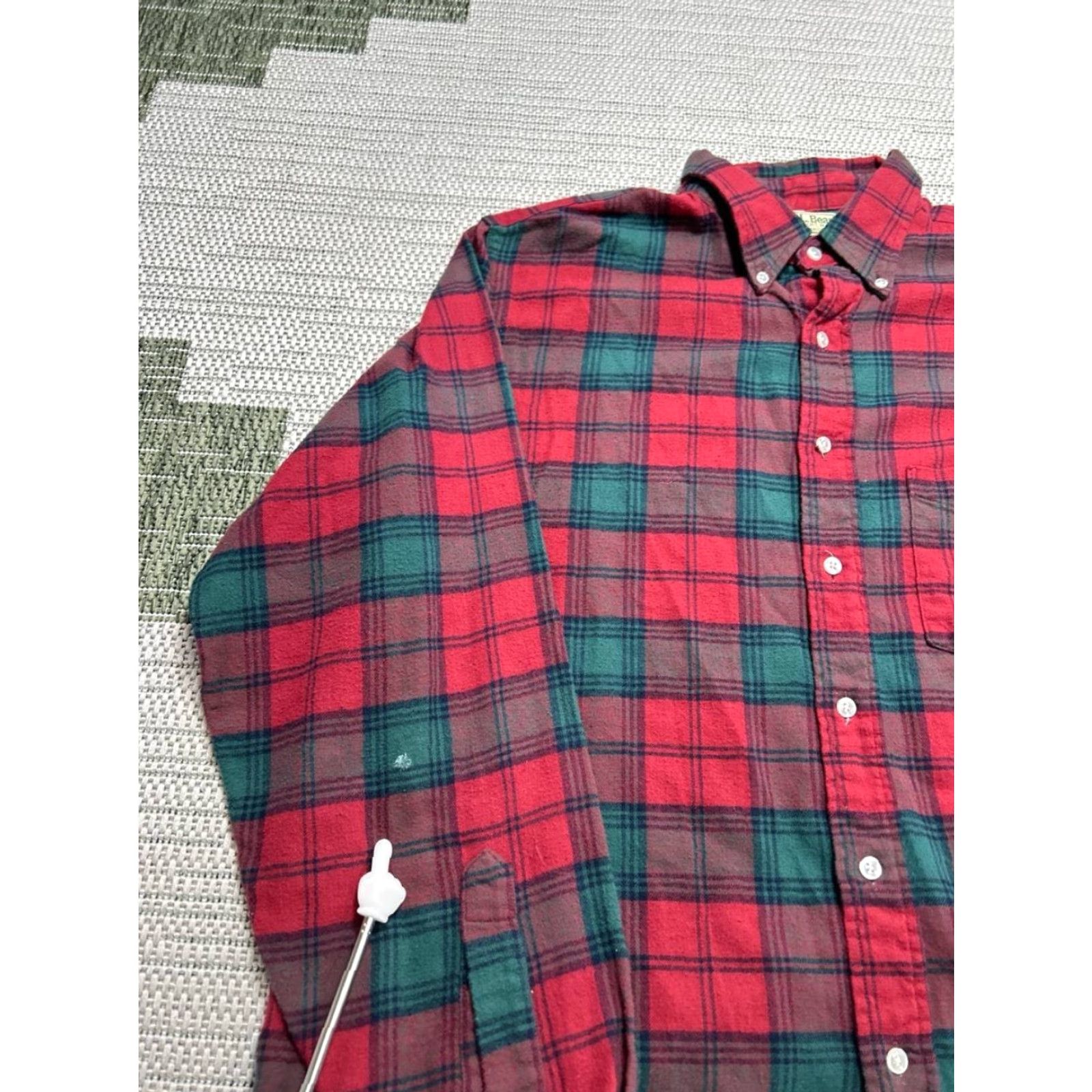 Vintage L.L.Bean Shirt Mens Large Red Cotton Button Up Plaid - Button-Down Collar, Long Sleeve, Casual, Pockets, Regular Fit, Fall Winter Spring, Men's Shirt Size US L / EU 52-54 / 3 - 5 Thumbnail