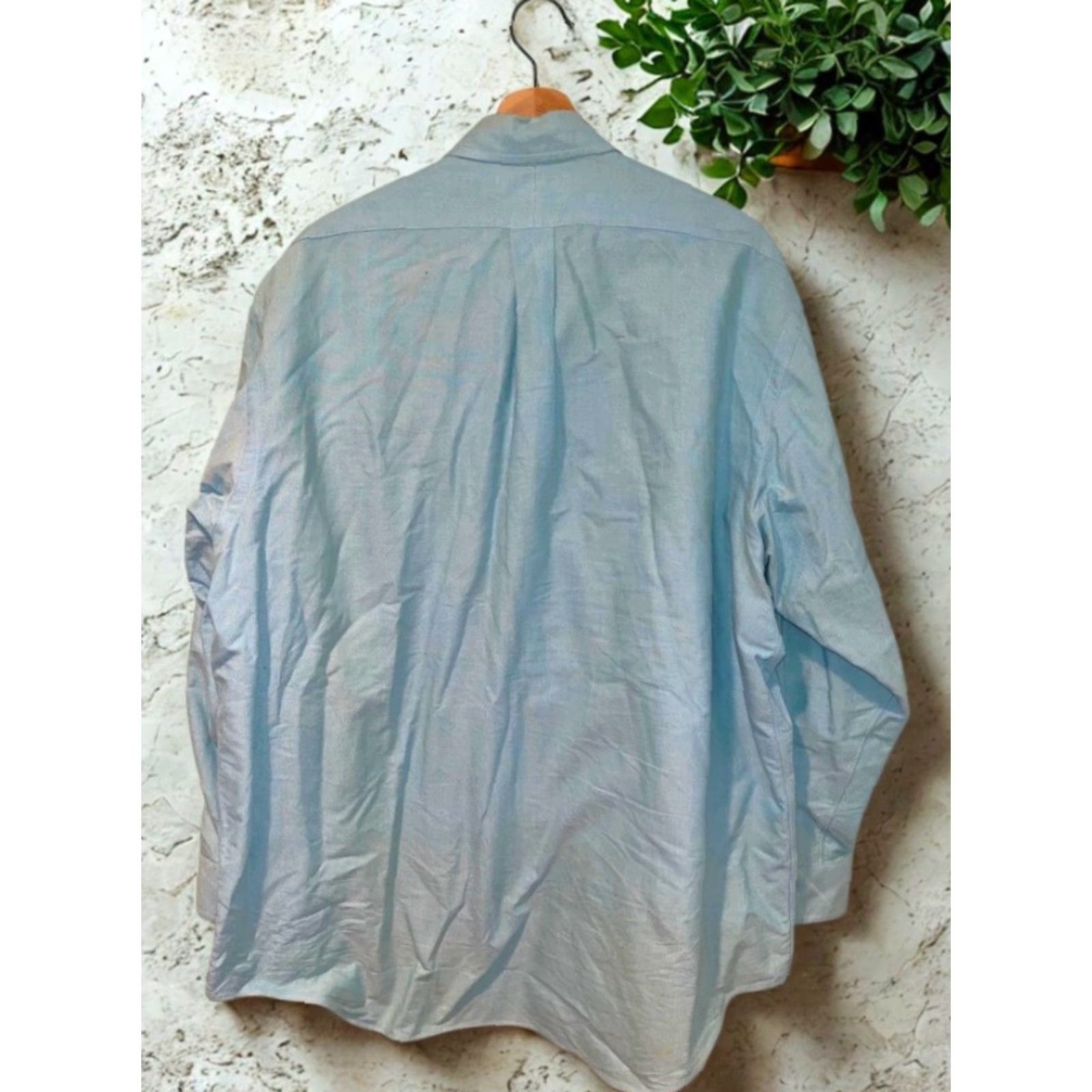 Ralph Lauren VINTAGE Ralph Lauren Yarmouth Dress Shirt Mens 17/34 Blue Button-Down 100% Cotton Size 46R - 3 Thumbnail