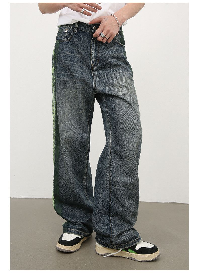 Japanese Brand Hip-hop retro men's American loose washed wide-leg jeans Size US 32 / EU 48 - 2 Thumbnail