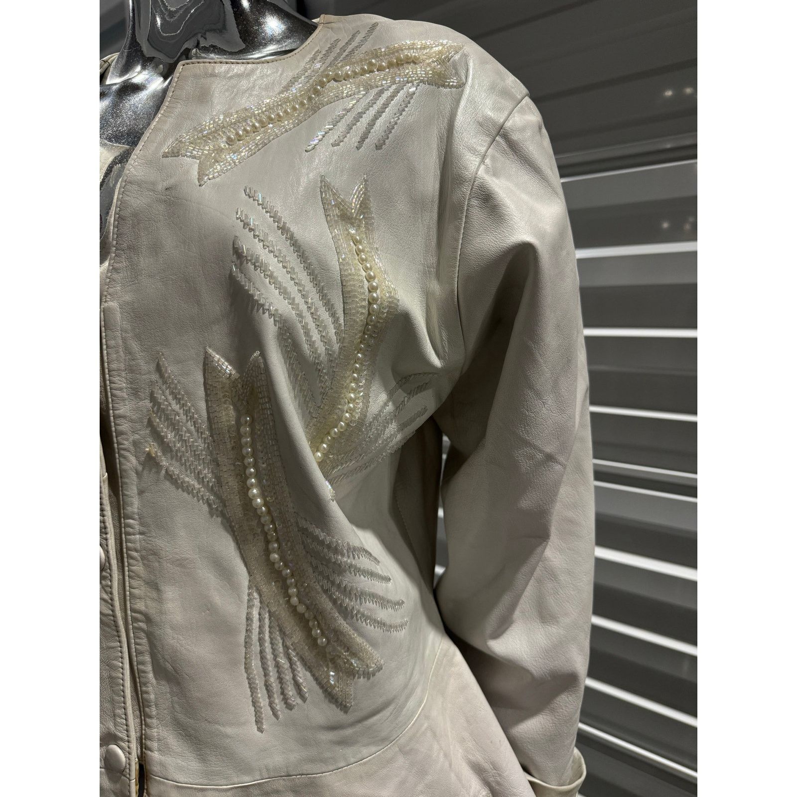 Vintage White leather blazer Size XL / US 12-14 / IT 48-50 - 3 Thumbnail