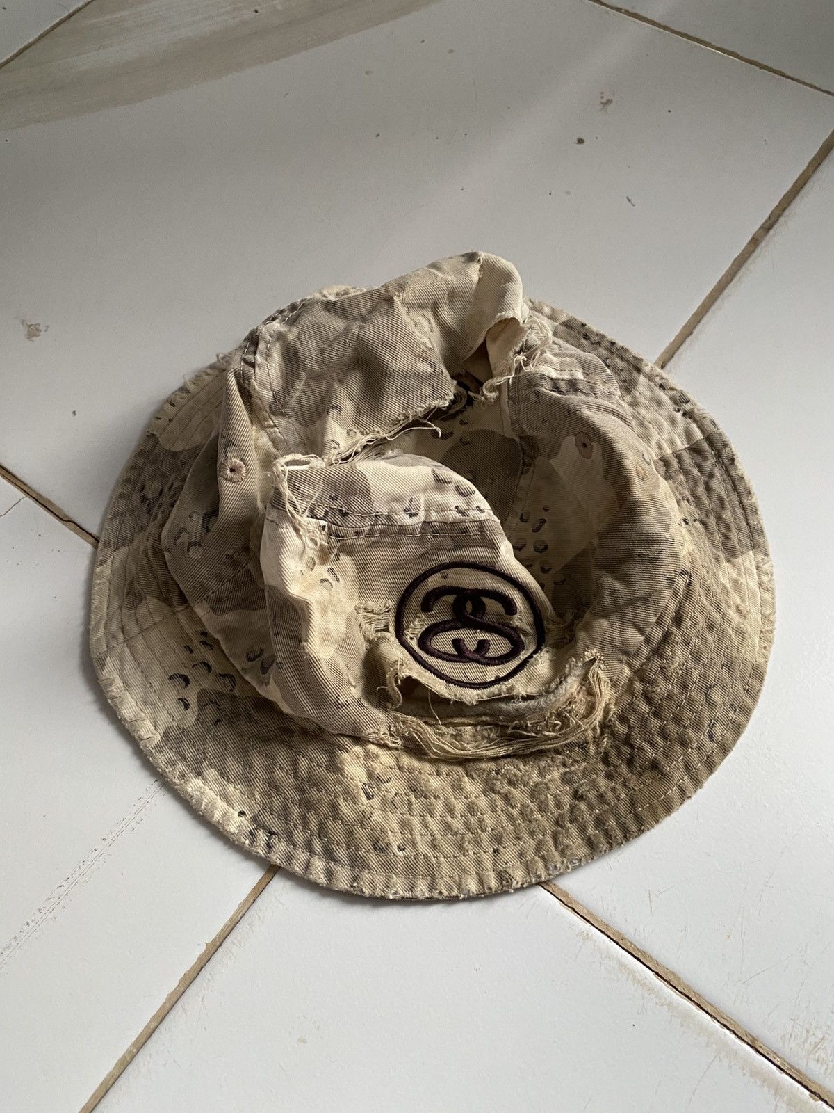入手困難 00's Y2K vintage STUSSY バケットハット Stussy × Vintage 2000s Crazy Destroyed stussy sp16 bucket hat