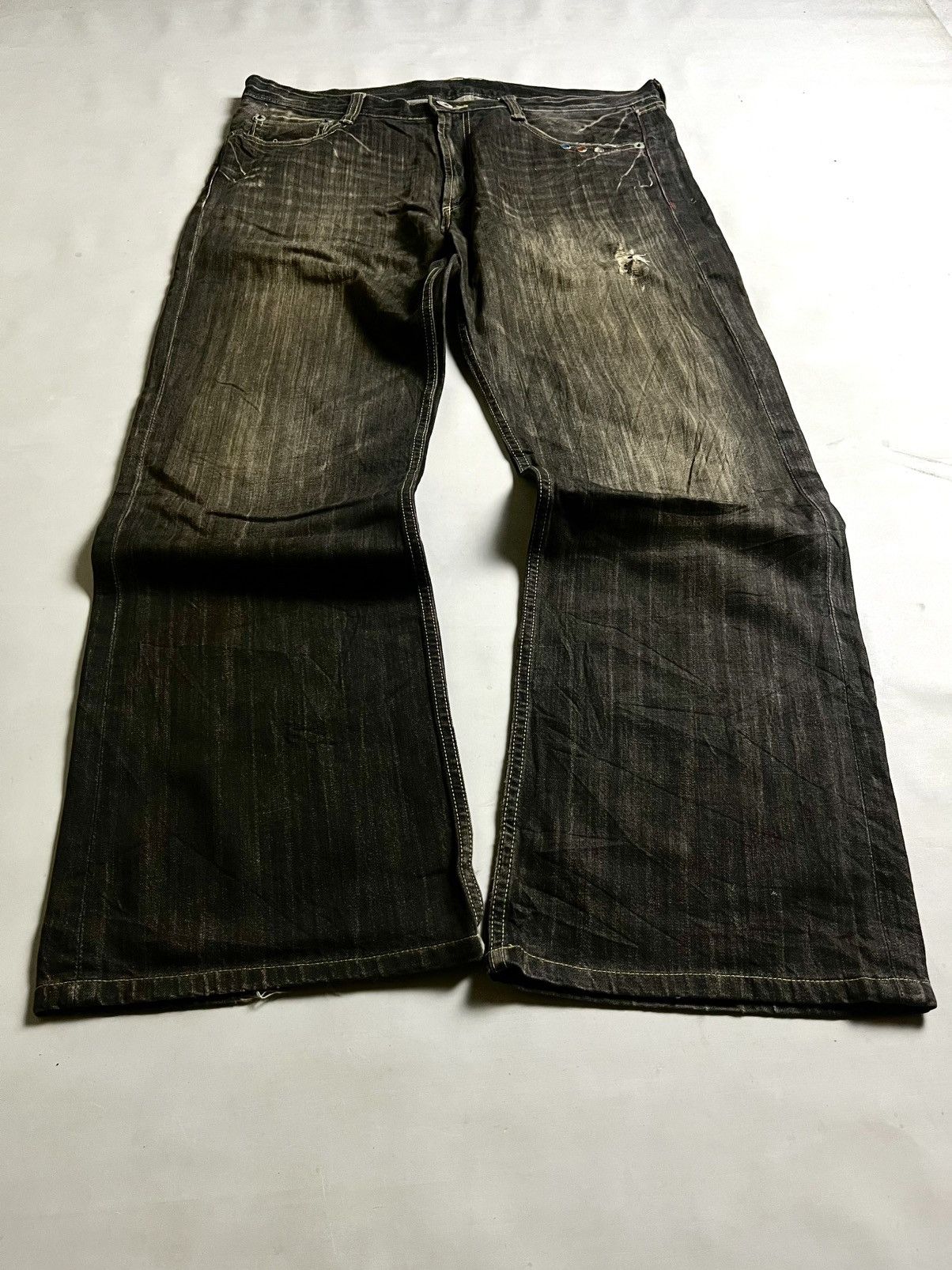 Japanese Brand 2000’s - Unkwon flare denim Embroidery wings Size US 38 / EU 54 - 2 Thumbnail