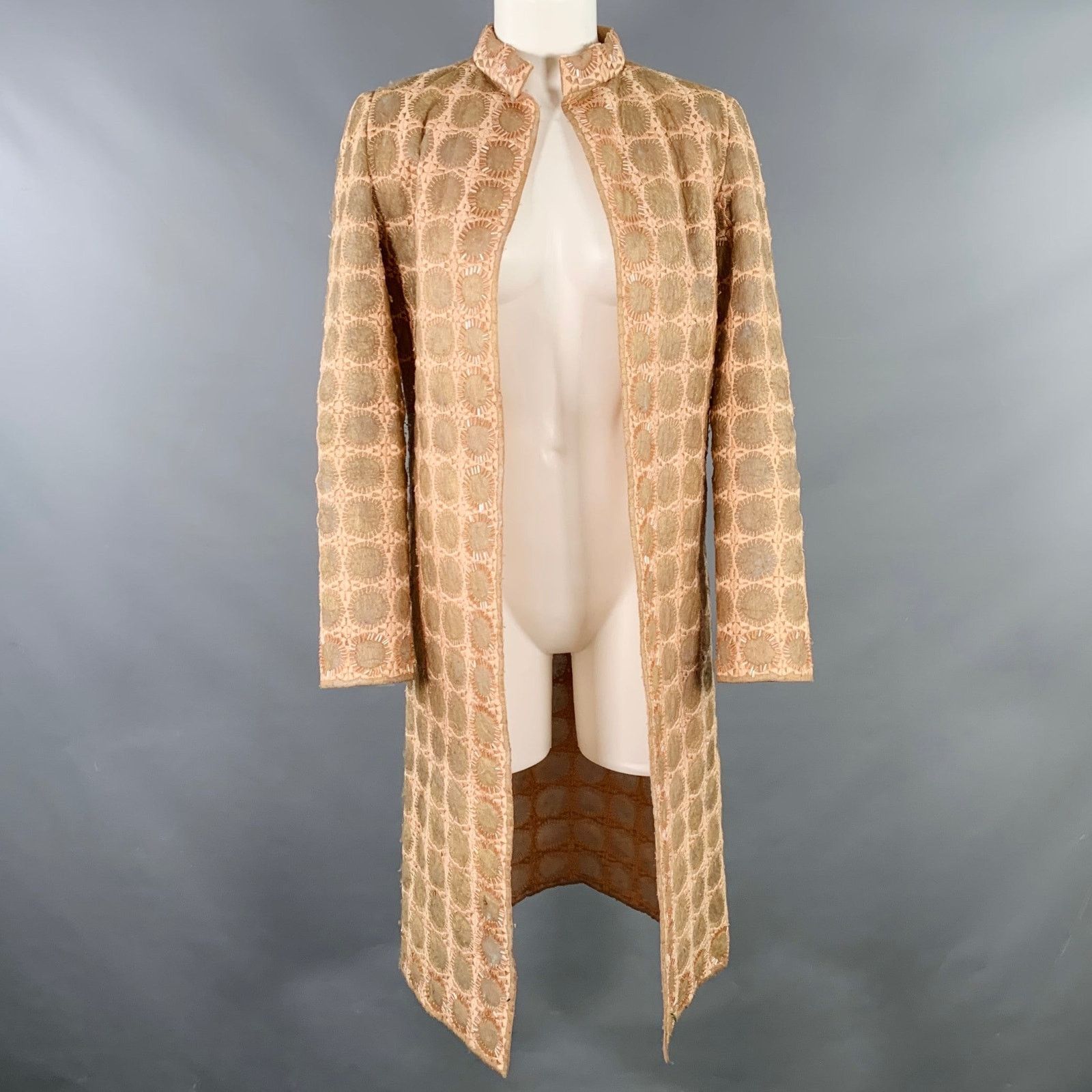Mila Schon MILA SCHON Size 6 Beige Tan Polyester Circles Beaded Coat Size M / US 6-8 / IT 42-44 - 1 Thumbnail