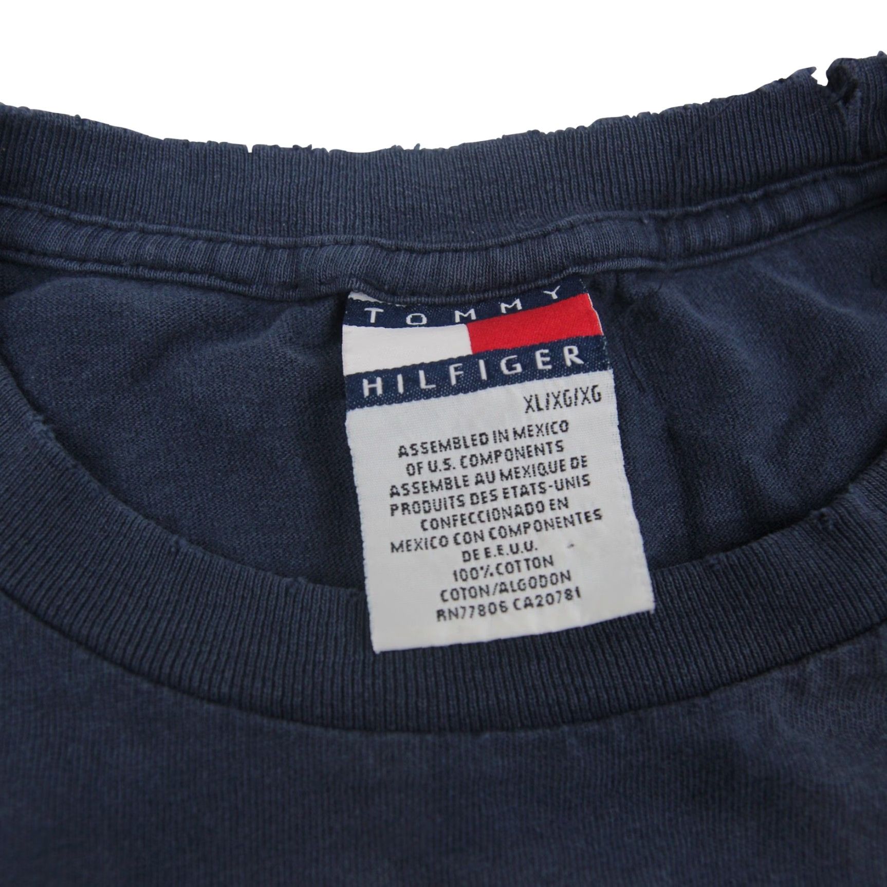 Tommy Hilfiger VINTAGE Tommy Hilfiger Distressed Spellout Graphic T Shirt Blue XL Mens 90s Size US XL / EU 56 / 4 - 3 Thumbnail