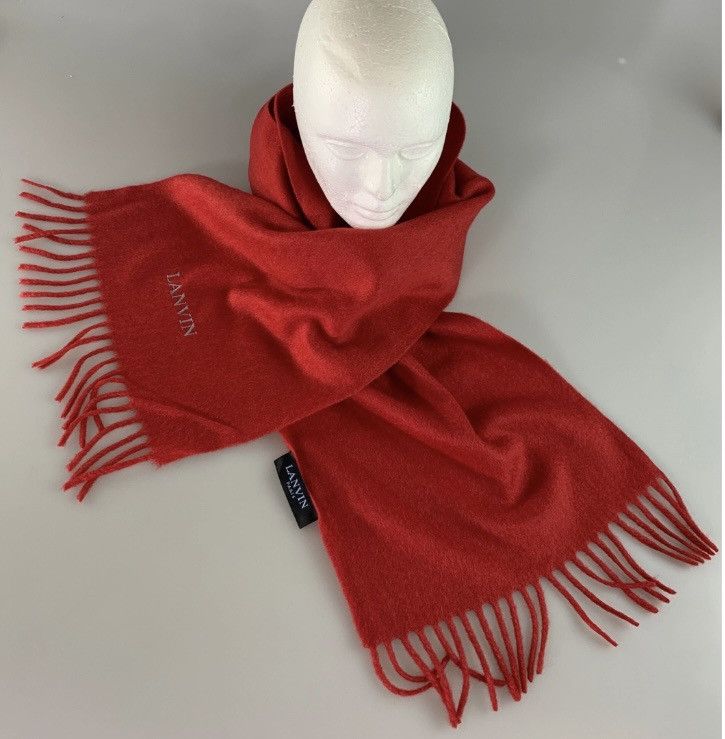Lanvin Lanvin 🇮🇹 red cashmere fringe ends embroidered scarf NEW Size ONE SIZE - 1 Thumbnail