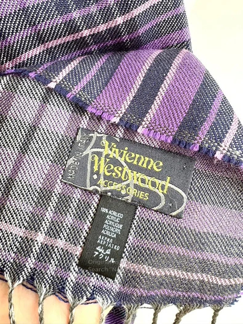 Vivienne Westwood Vivienne Westwood Purple Grey Plaid Large Saturn Logo Scar Size ONE SIZE - 6 Thumbnail