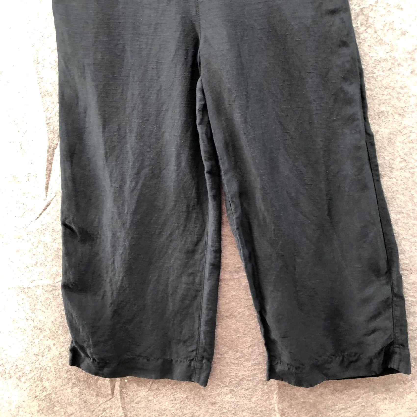 Halston Halston Linen Blend Wide Leg Pants Womens XS Black Pull On High Rise Size 26" / US 2 / IT 38 - 4 Thumbnail