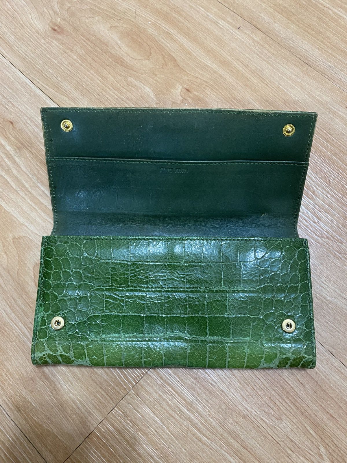 Miu Miu Miu miu crocodile green leather long wallet rare colour Size ONE SIZE - 5 Thumbnail