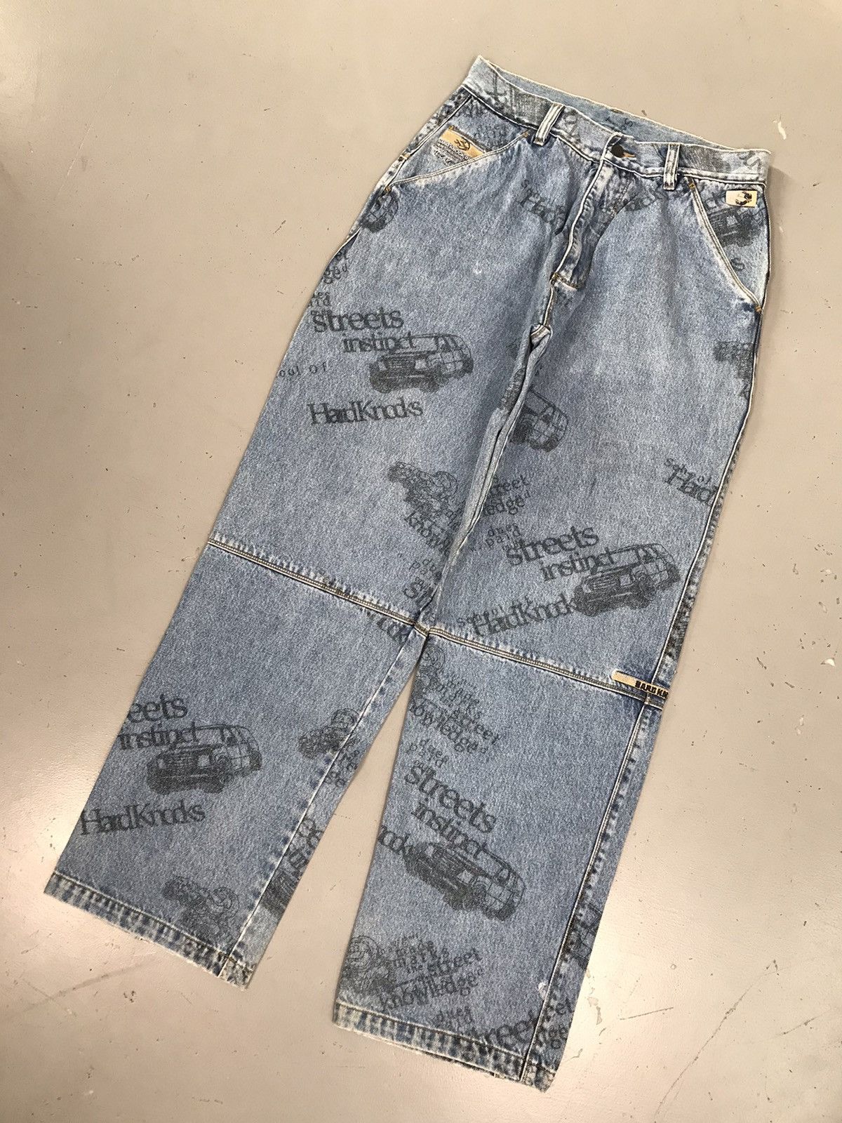 Vintage school of hard knocks printed denim