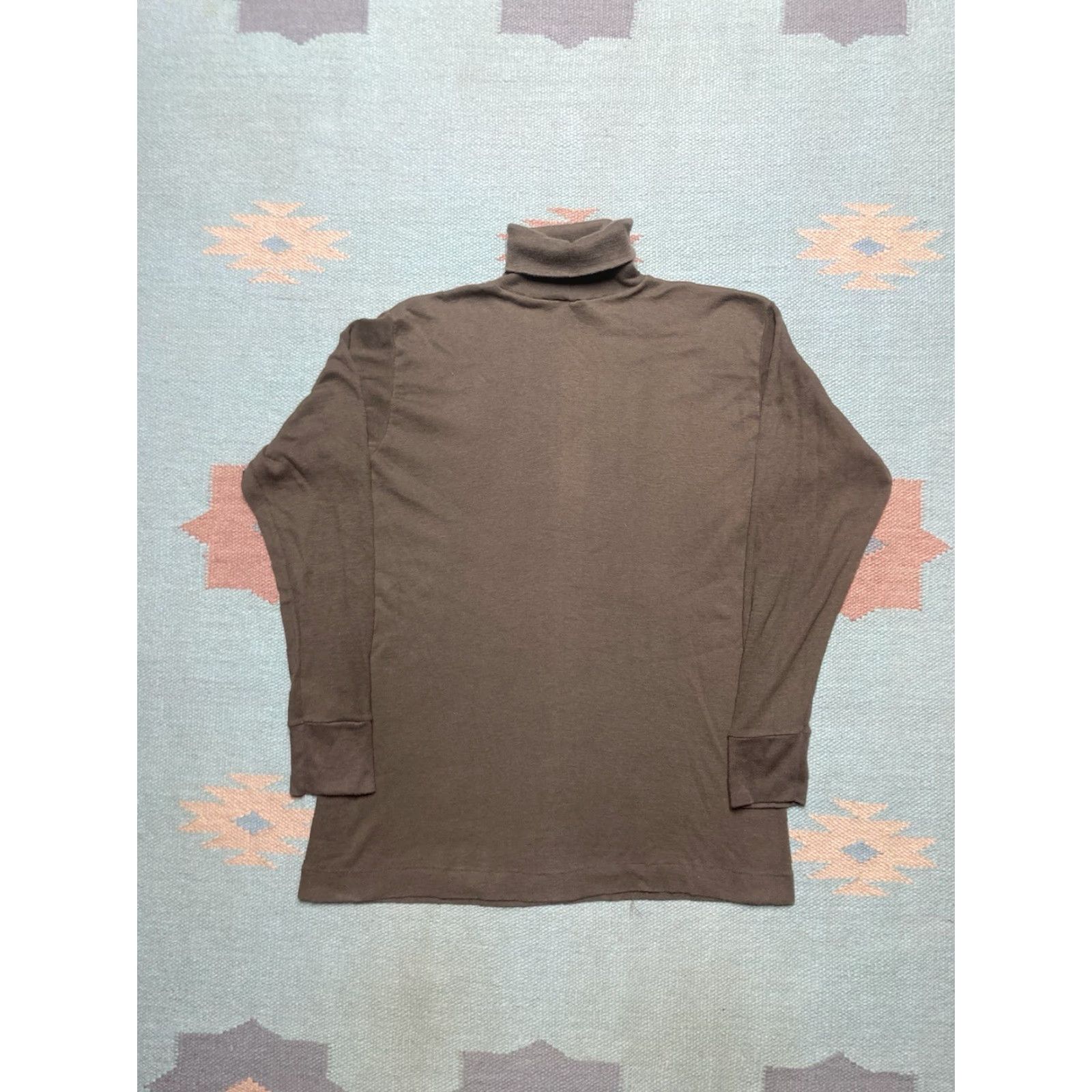 Vintage VINTAGE 60s 70s long sleeve t shirt roll turtle neck blank brown soft large Mens T-Shirt Size US L / EU 52-54 / 3 - 6 Thumbnail