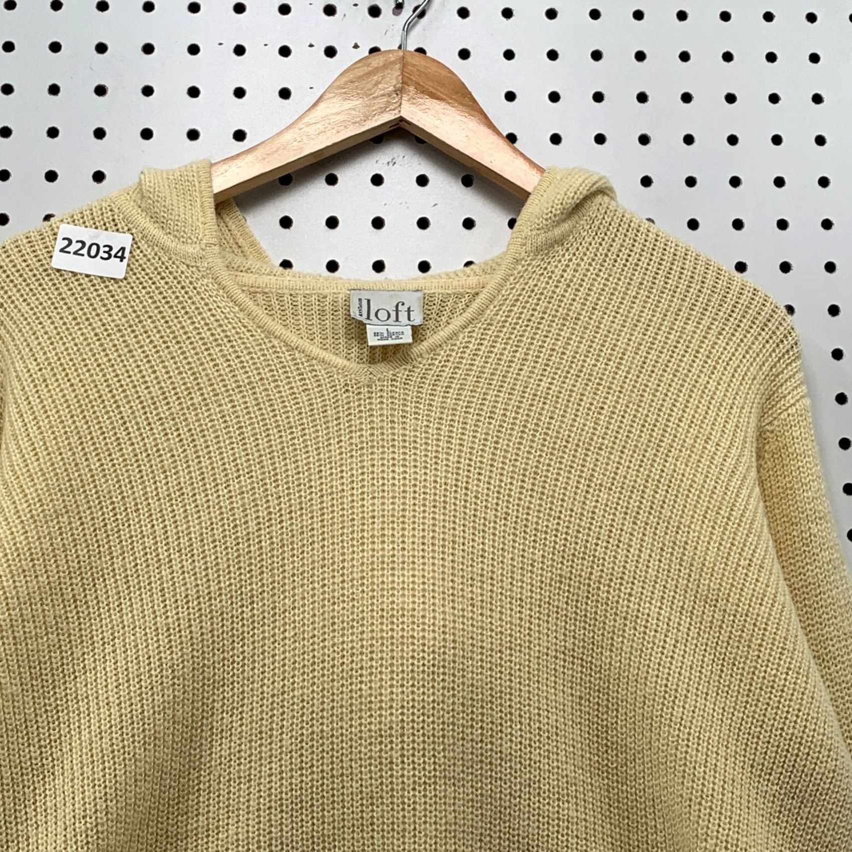 Loft VINTAGE LOFT Sweater Womens L Yellow ANN Taylor Hooded Ribbed Knit Alpaca Blend 24x22 Size L / US 10 / IT 46 - 6 Thumbnail