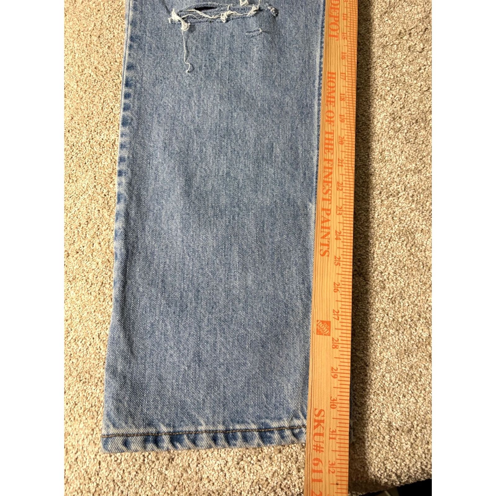 Levi's Levi's 505 Jeans Mens 36x30 Light Wash Blue Regular Straight Denim Distressed Pockets Vintage No Size US 36 / EU 52 - 2 Thumbnail
