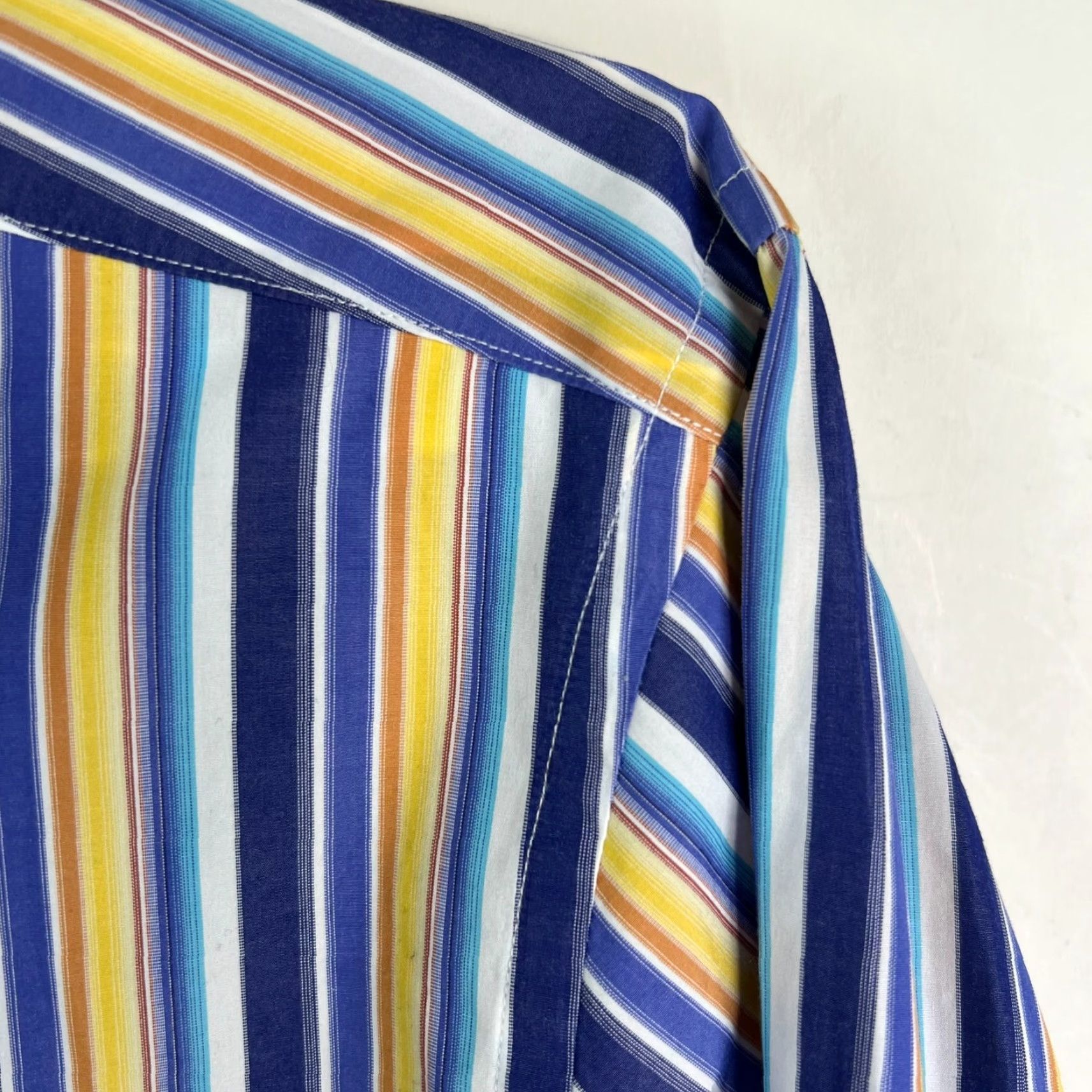 BUGATCHI Bugatchi Uomo Shirt XL Mens Blue Striped Long Sleeve Button-Up Cotton Designer City Classic Mens Size US XL / EU 56 / 4 - 2 Thumbnail