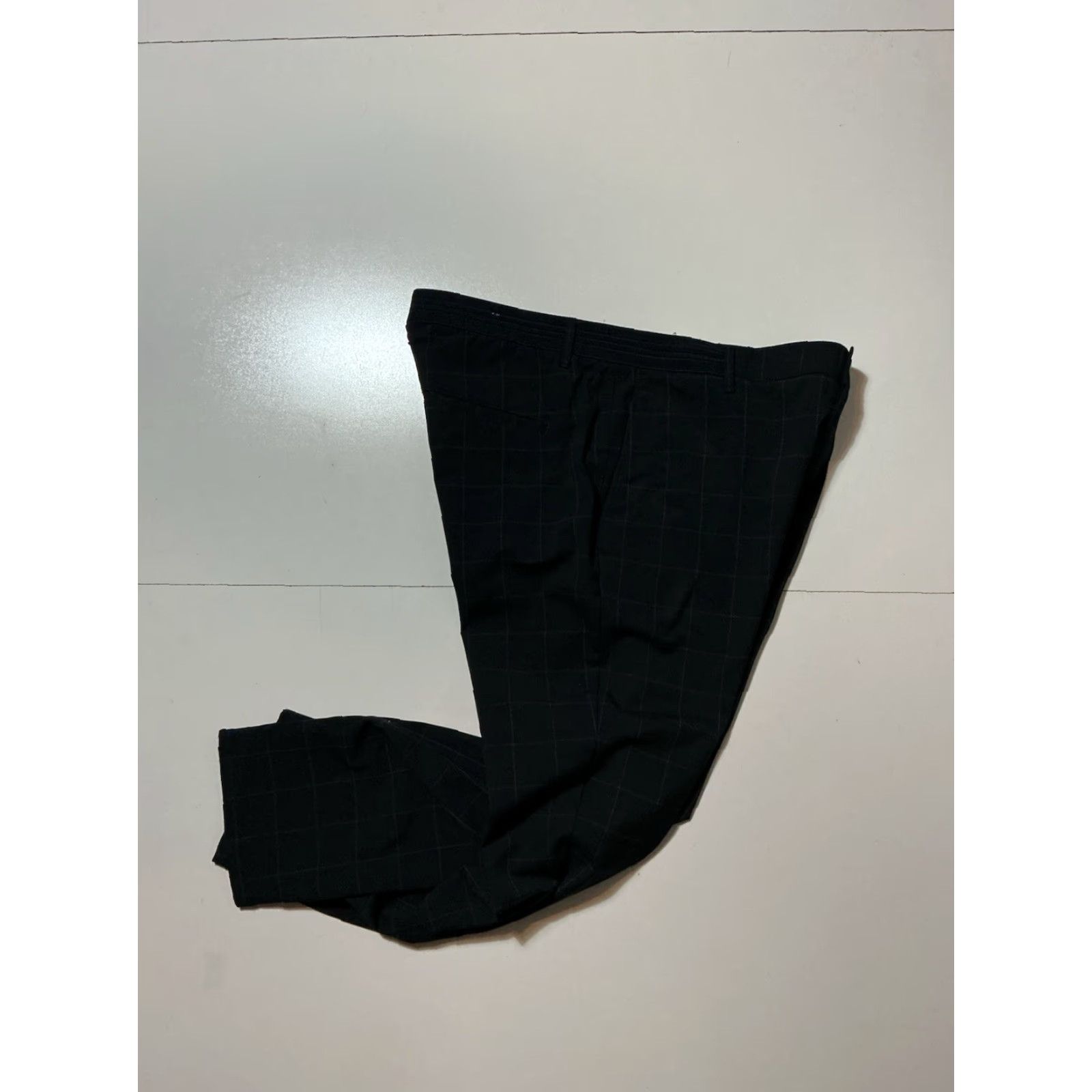 Zara Zara Men's Pants Windowpane Navy Blue Polyester Performance Flat Front Golf Casual Tech XL Size US 36 / EU 52 - 2 Thumbnail