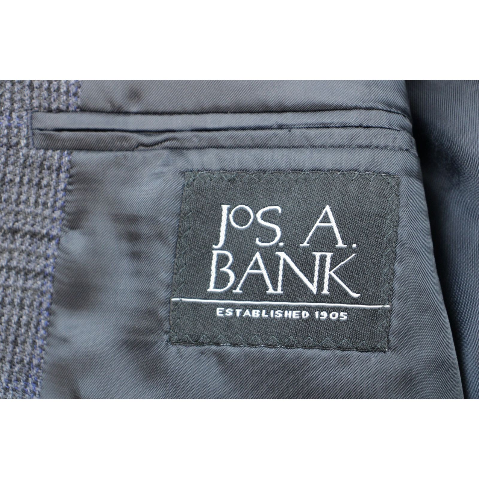 Jos. A. Bank Jos A Bank Blazer Mens 46R Gray Plaid 100% Wool Size 46R - 5 Thumbnail